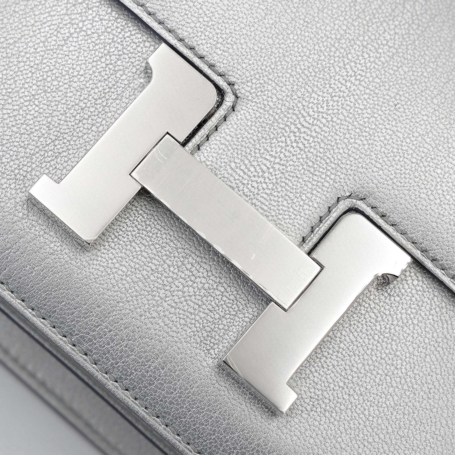 全新 HERMÈS 愛馬仕 Constance 康康 Mini 19 05 銀色 Argent Chevre山羊皮 銀扣 K刻 2025年 - 10