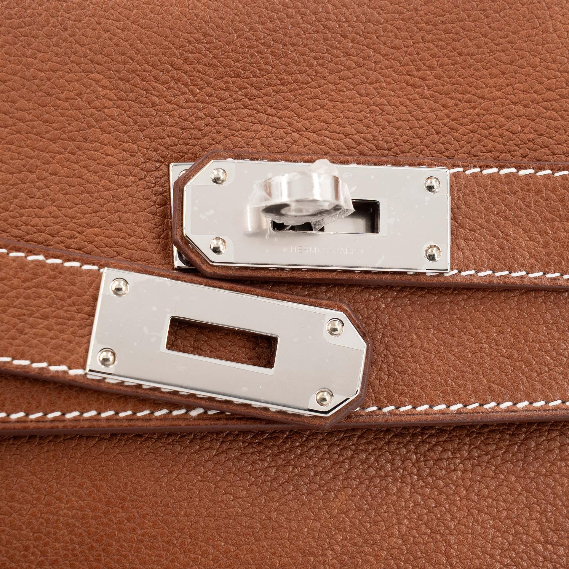 Brand New ( Rank N ) HERMÈS Kelly Messenger PM Fauve (34) Barenia Palladium hardware K (2025) - 10