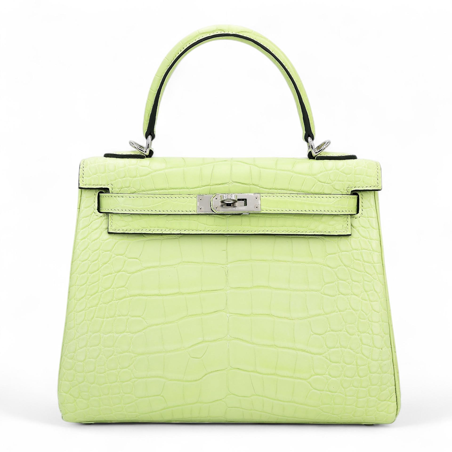 Unused ( Rank NS ) HERMÈS Kelly 25 Jaune Bourgeon (R9) Matte Alligator Palladium hardware B (2023) - 1
