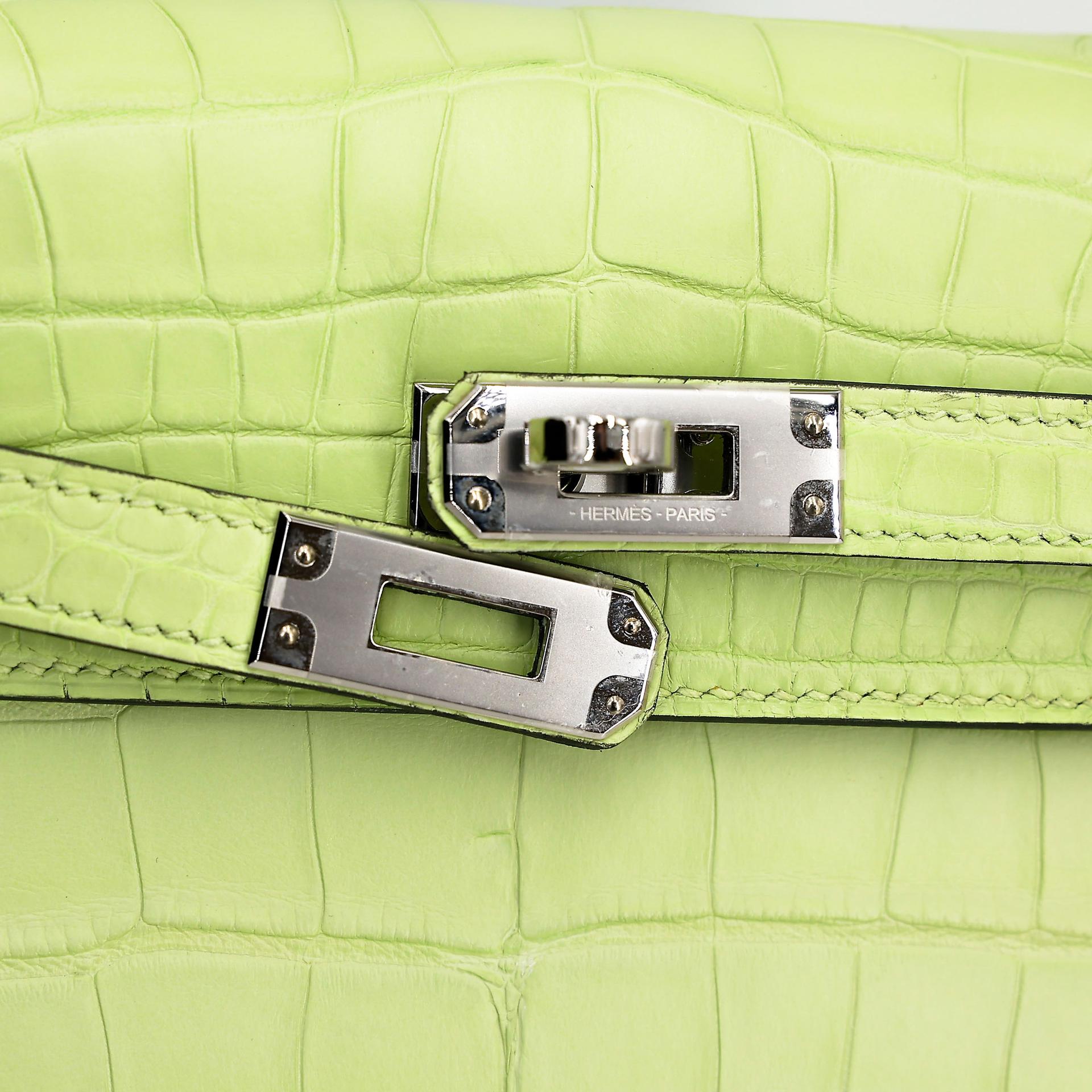 Unused ( Rank NS ) HERMÈS Kelly 25 Jaune Bourgeon (R9) Matte Alligator Palladium hardware B (2023) - 10