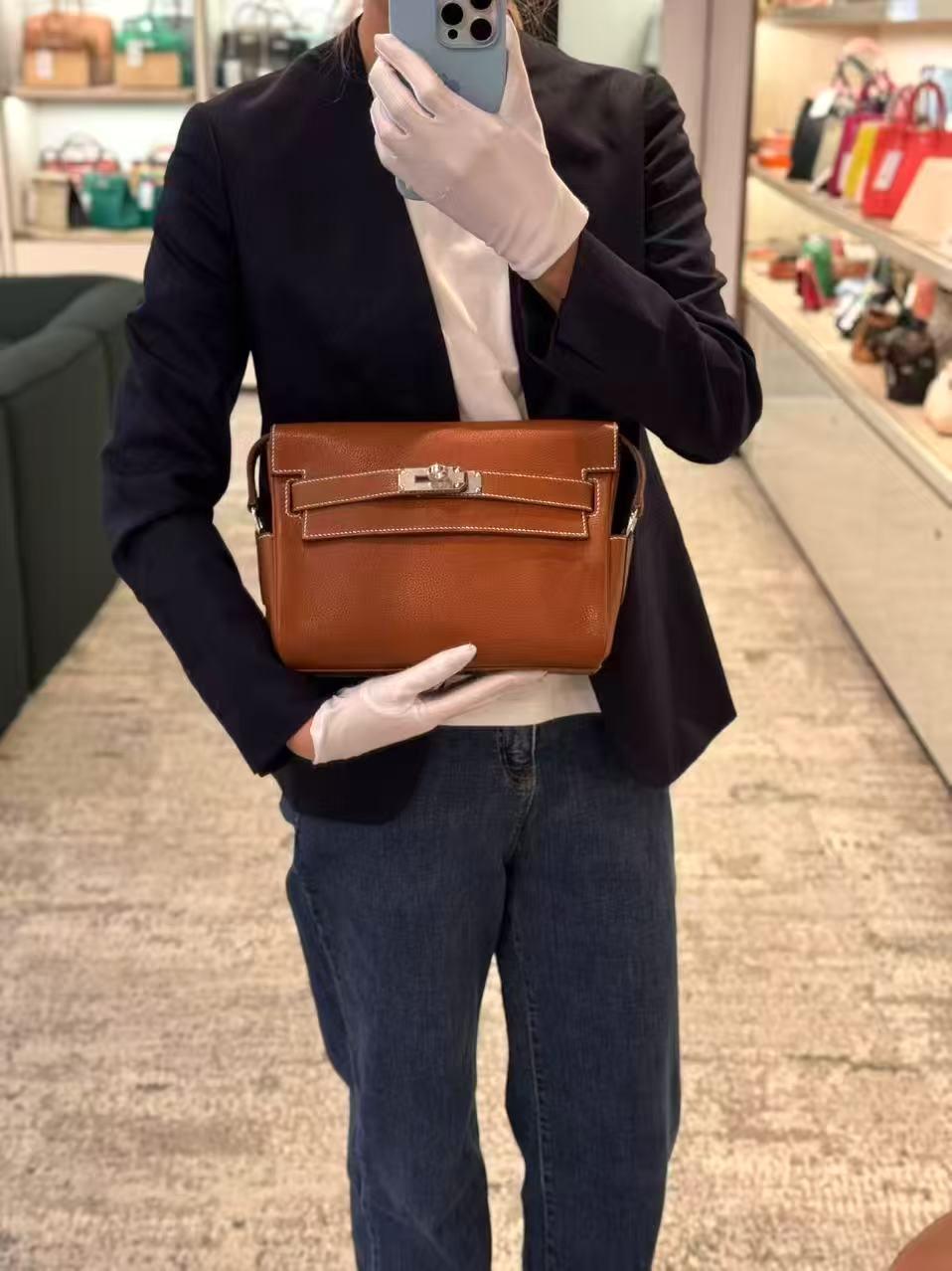Brand New ( Rank N ) HERMÈS Kelly Messenger PM Fauve (34) Barenia Palladium hardware K (2025) - 3