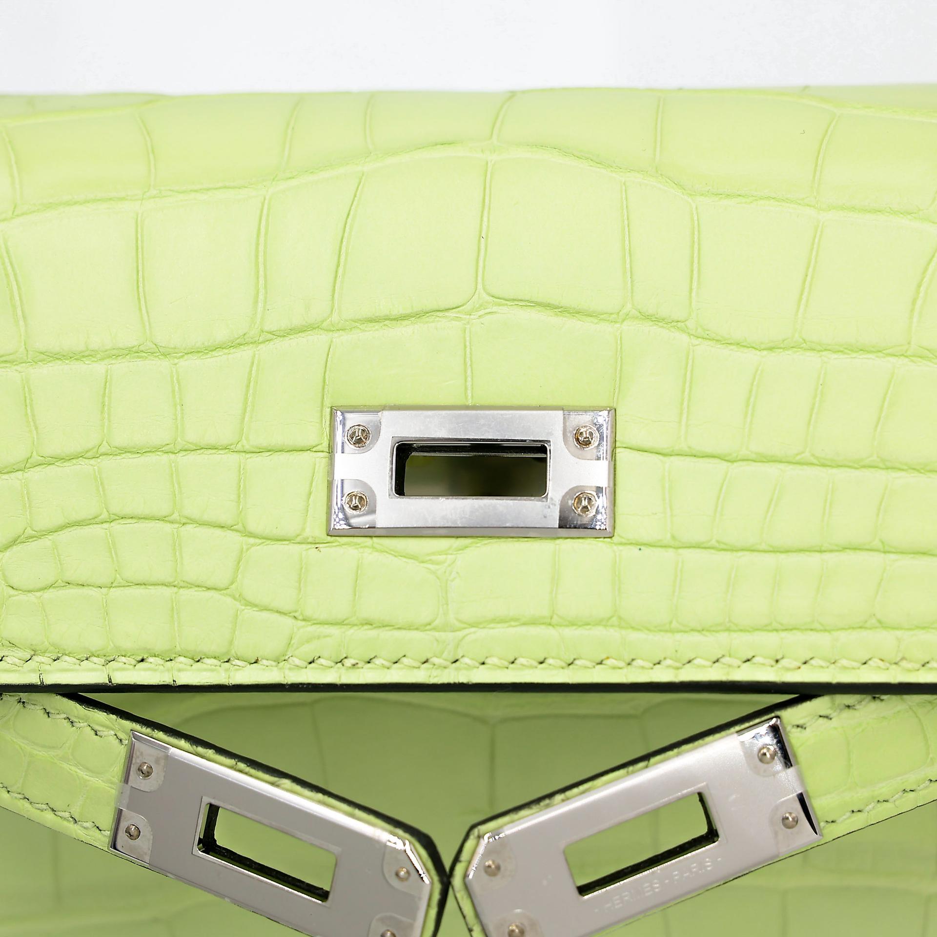 Unused ( Rank NS ) HERMÈS Kelly 25 Jaune Bourgeon (R9) Matte Alligator Palladium hardware B (2023) - 12