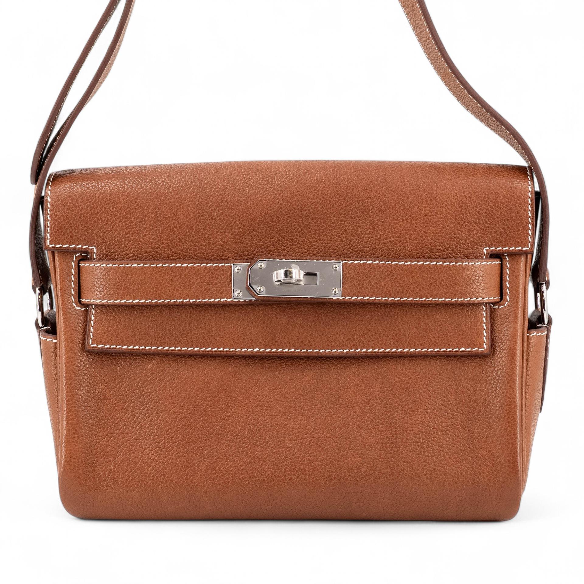 Brand New ( Rank N ) HERMÈS Kelly Messenger PM Fauve (34) Barenia Palladium hardware K (2025) - 1