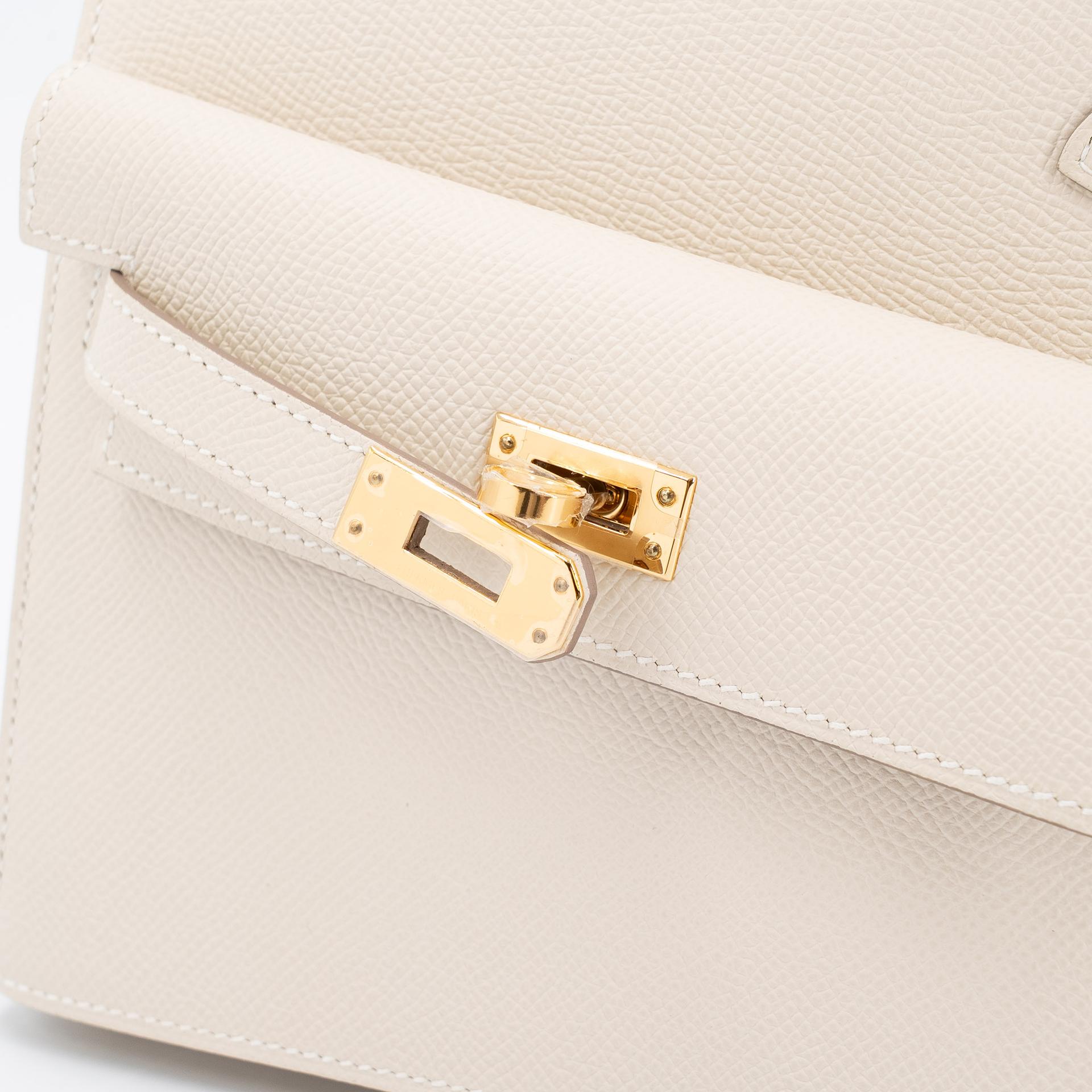Unused ( Rank NS ) HERMÈS Limited Edition Kelly 20 en Desordre Craie (10) Epsom Gold hardware U (2022) - 9