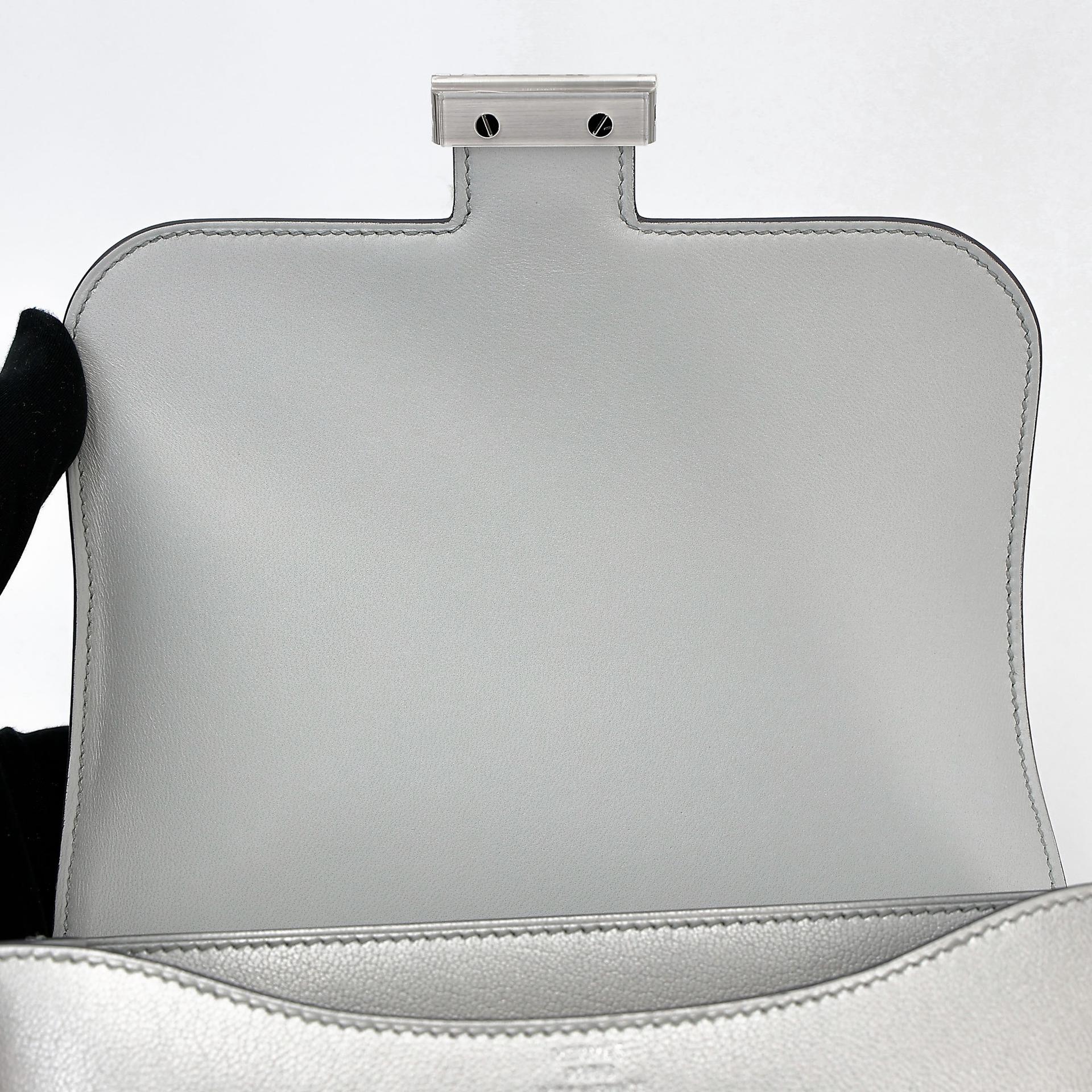 全新 HERMÈS 愛馬仕 Constance 康康 Mini 19 05 銀色 Argent Chevre山羊皮 銀扣 K刻 2025年 - 12