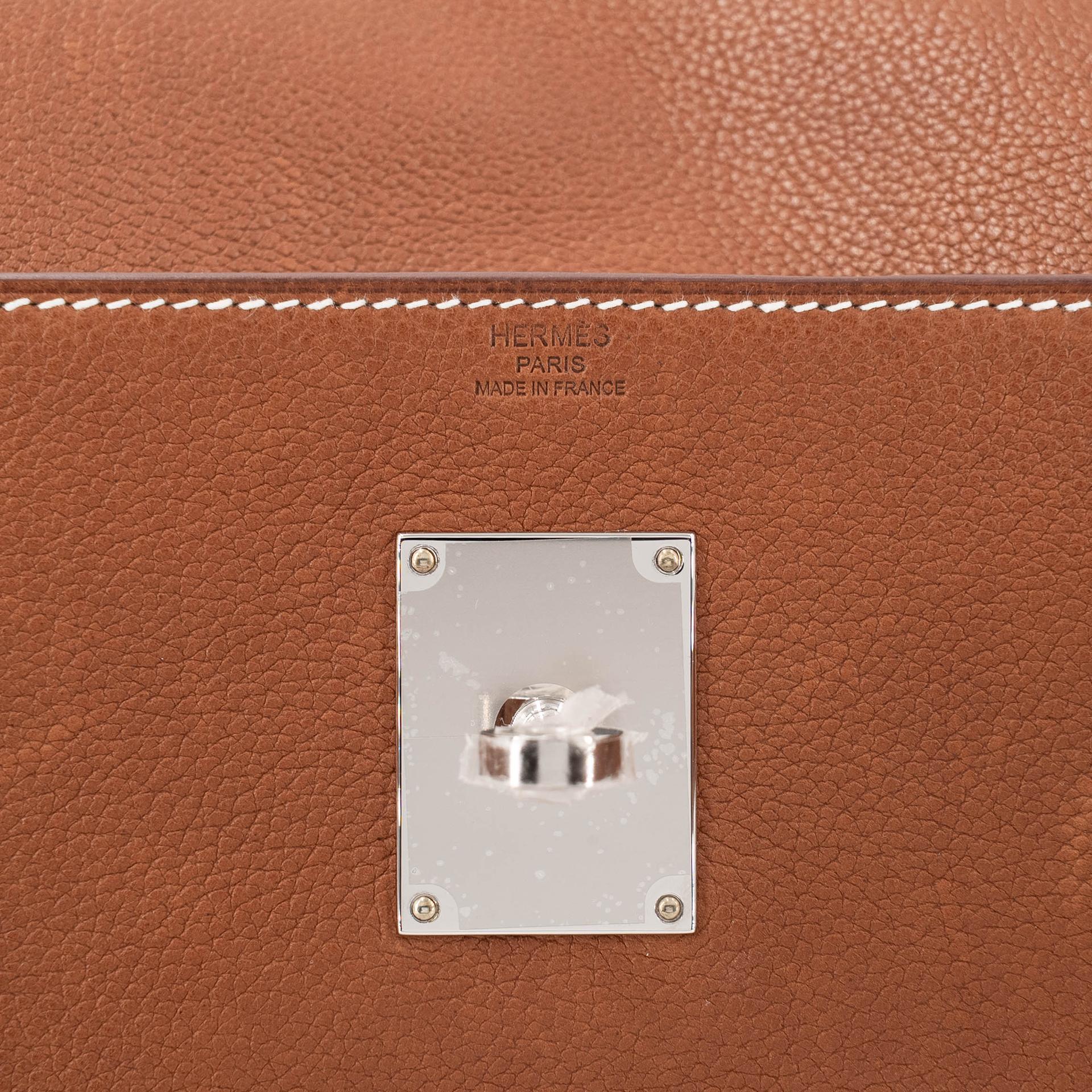 Brand New ( Rank N ) HERMÈS Kelly Messenger PM Fauve (34) Barenia Palladium hardware K (2025) - 11