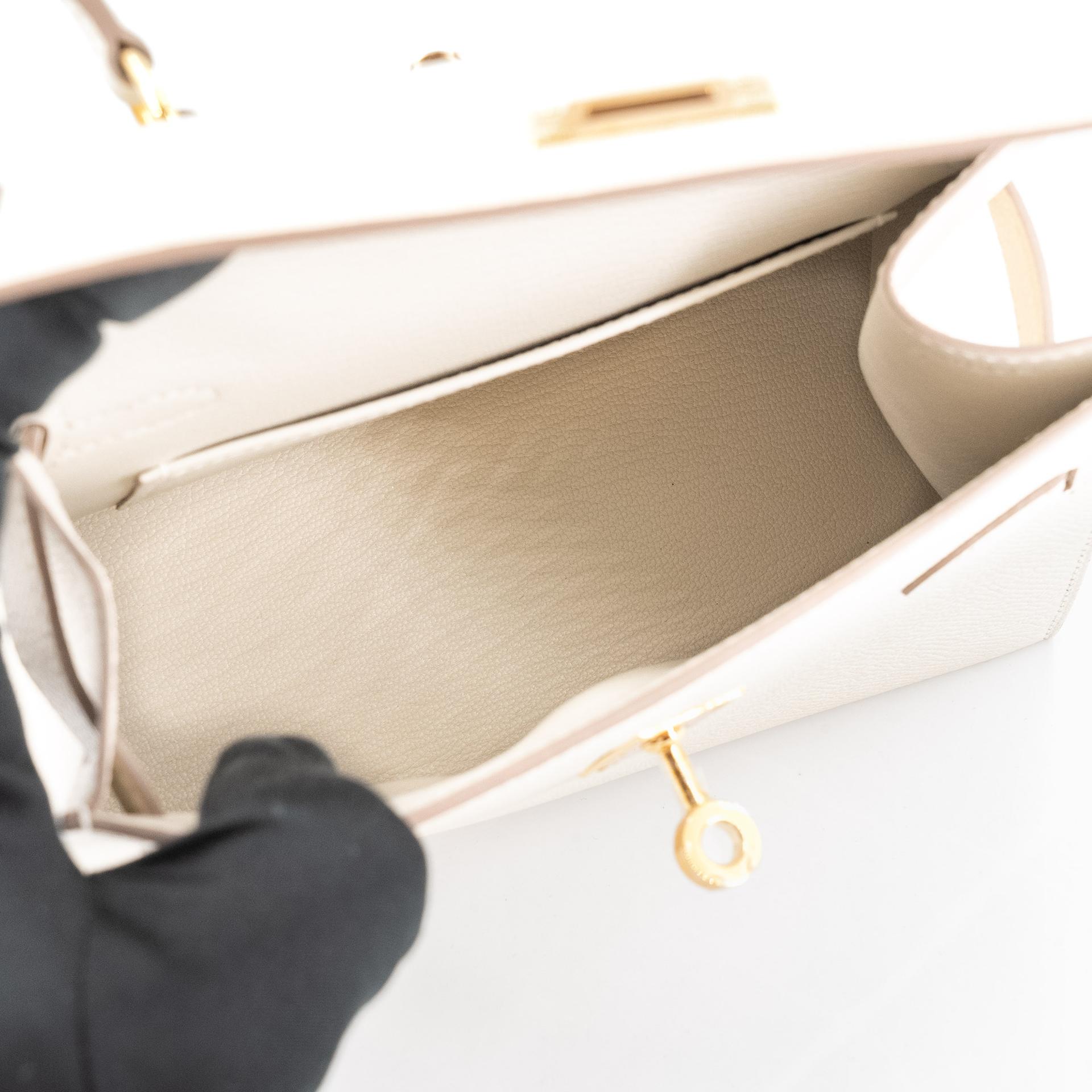 Unused ( Rank NS ) HERMÈS Limited Edition Kelly 20 en Desordre Craie (10) Epsom Gold hardware U (2022) - 16