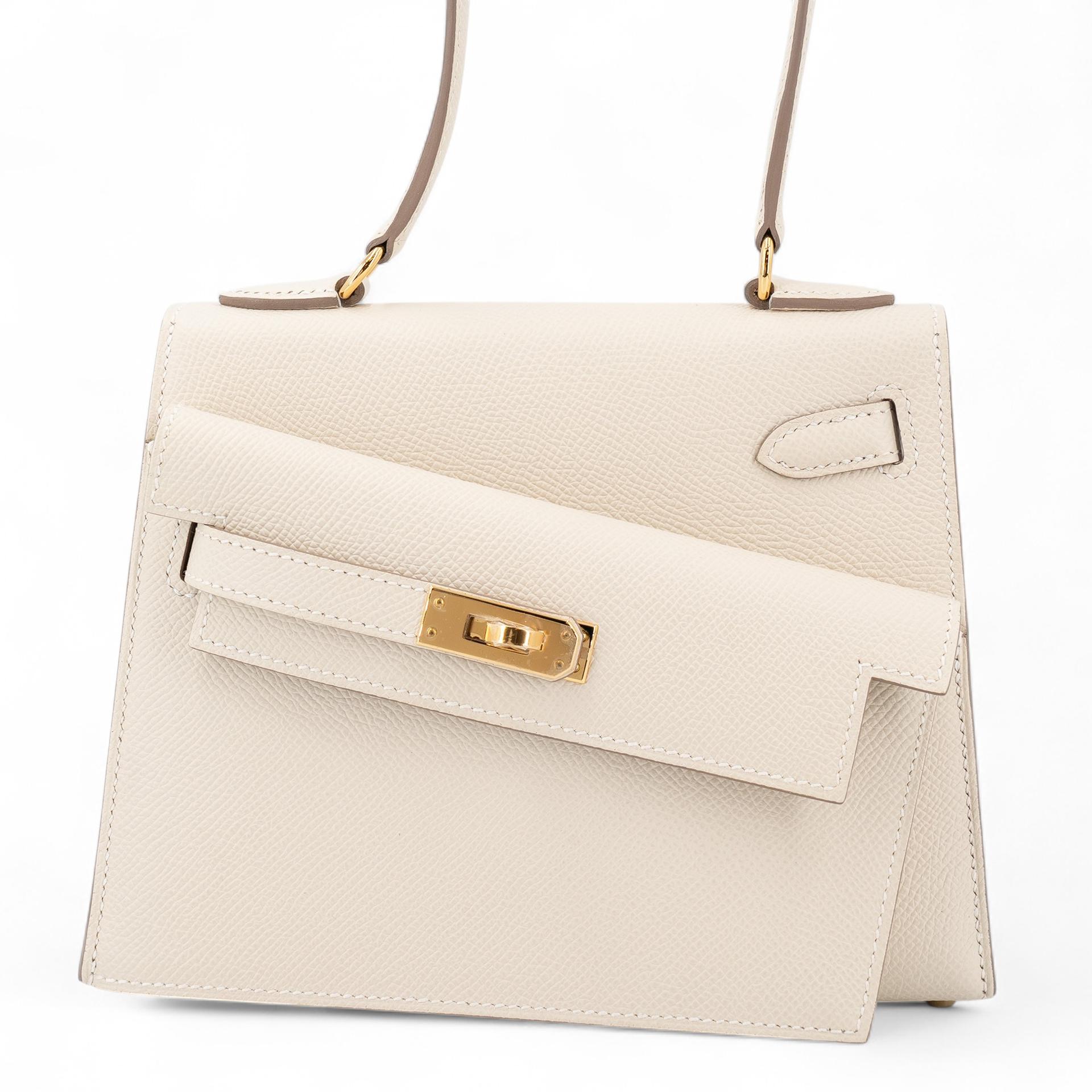 Unused ( Rank NS ) HERMÈS Limited Edition Kelly 20 en Desordre Craie (10) Epsom Gold hardware U (2022) - 1