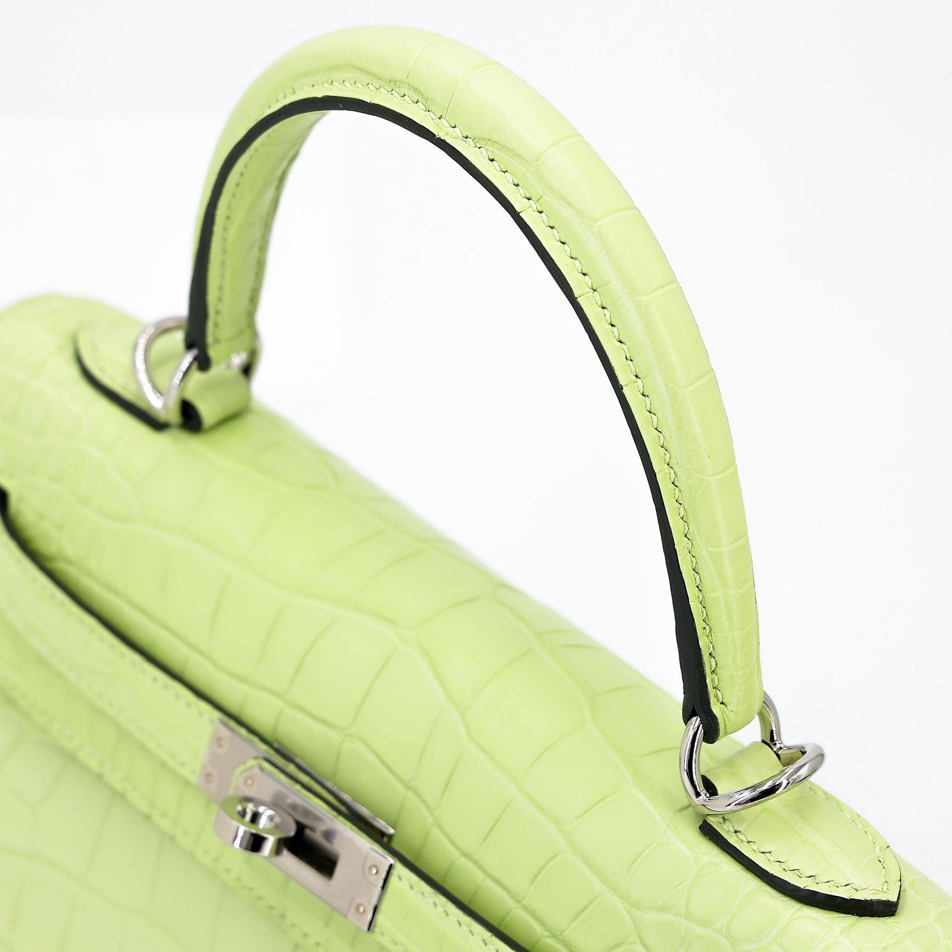 Unused ( Rank NS ) HERMÈS Kelly 25 Jaune Bourgeon (R9) Matte Alligator Palladium hardware B (2023) - 5