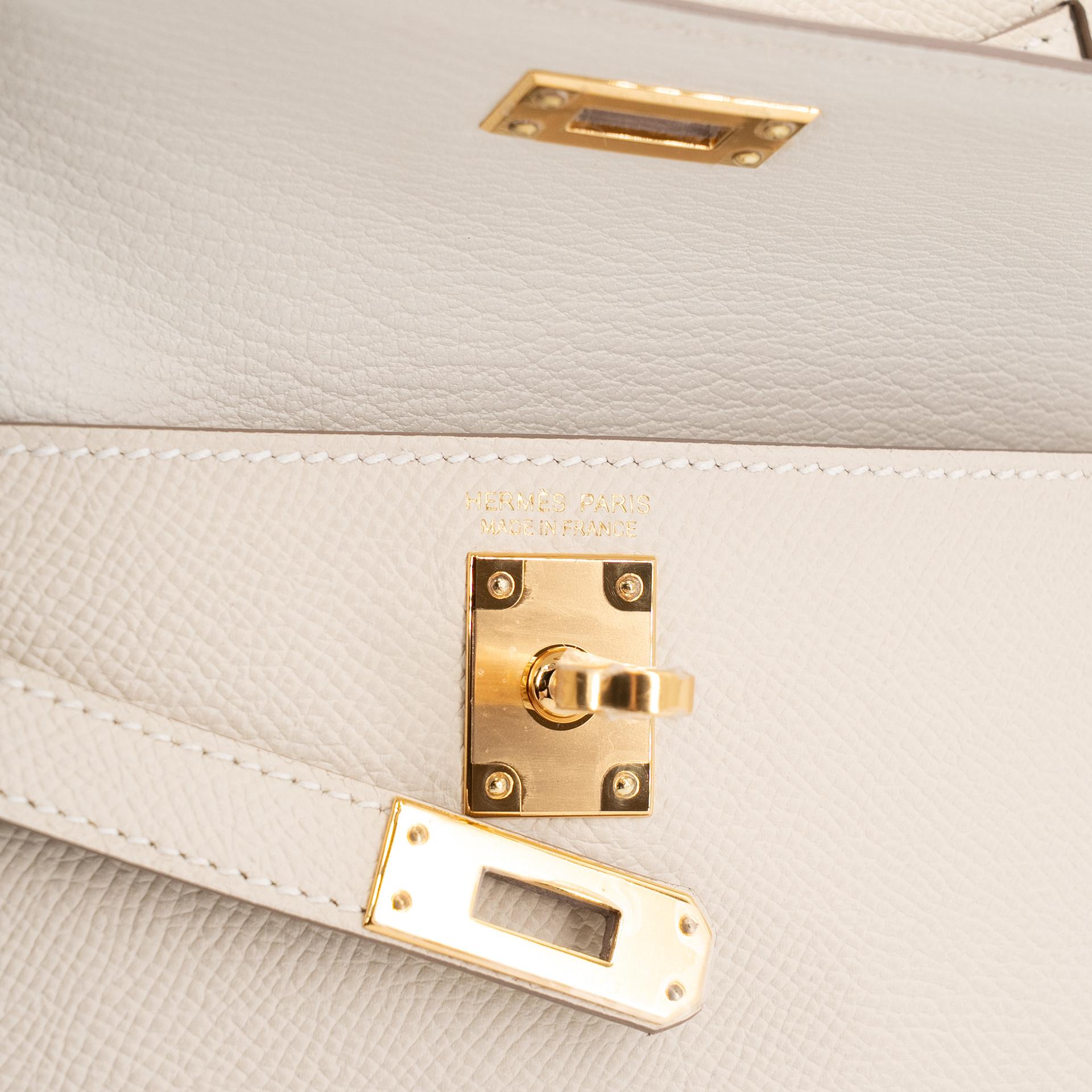 Unused ( Rank NS ) HERMÈS Limited Edition Kelly 20 en Desordre Craie (10) Epsom Gold hardware U (2022) - 10
