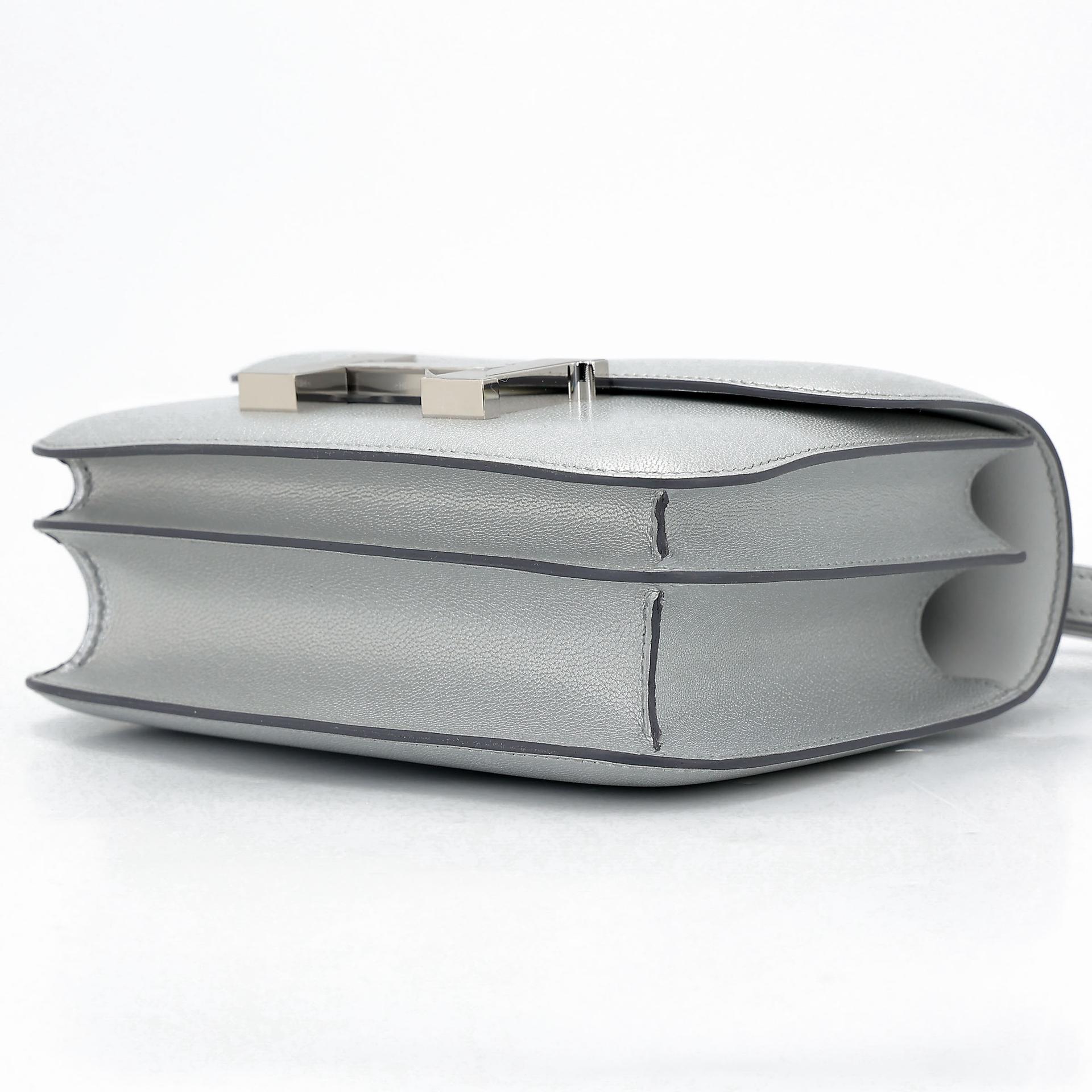 全新 HERMÈS 愛馬仕 Constance 康康 Mini 19 05 銀色 Argent Chevre山羊皮 銀扣 K刻 2025年 - 6