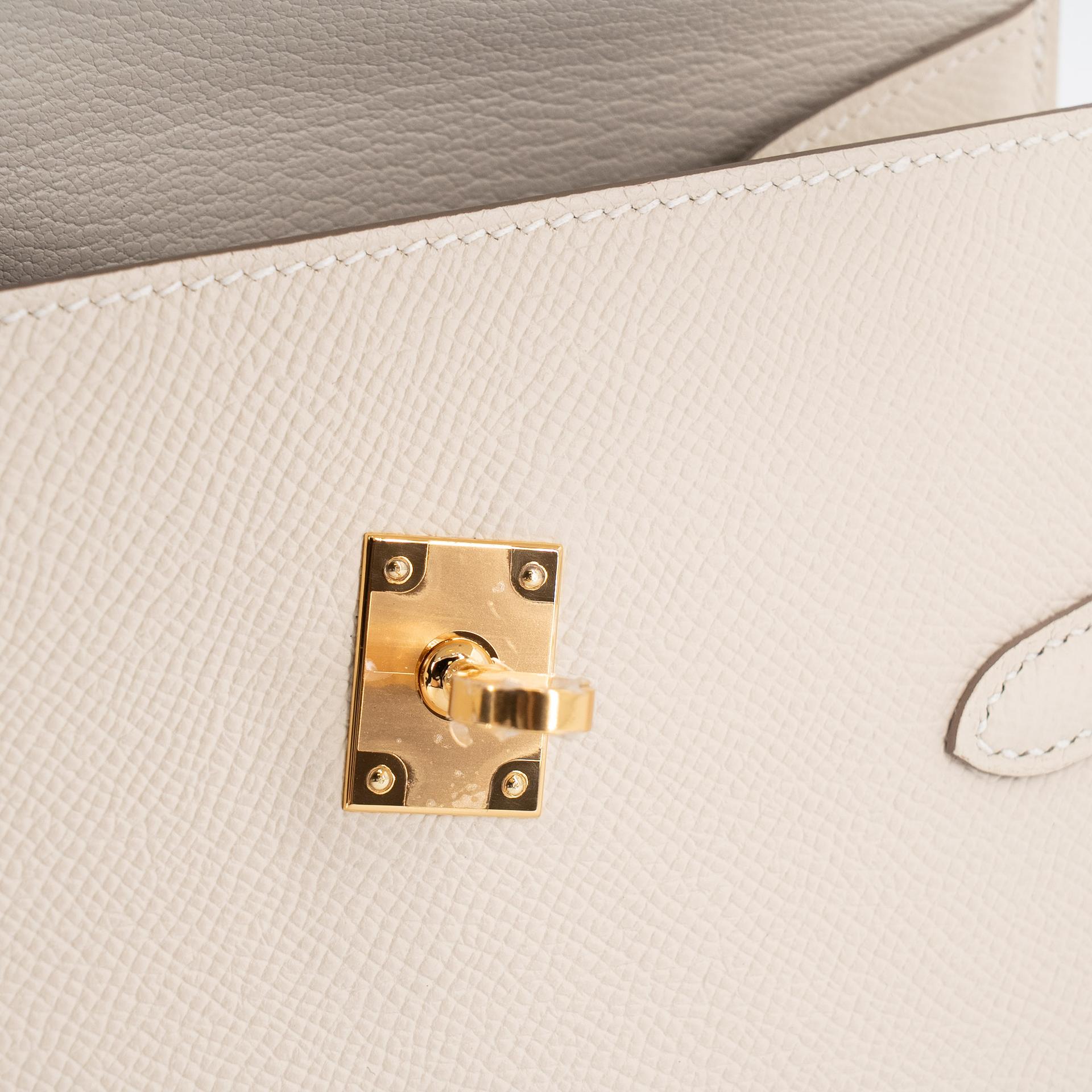 Unused ( Rank NS ) HERMÈS Limited Edition Kelly 20 en Desordre Craie (10) Epsom Gold hardware U (2022) - 15