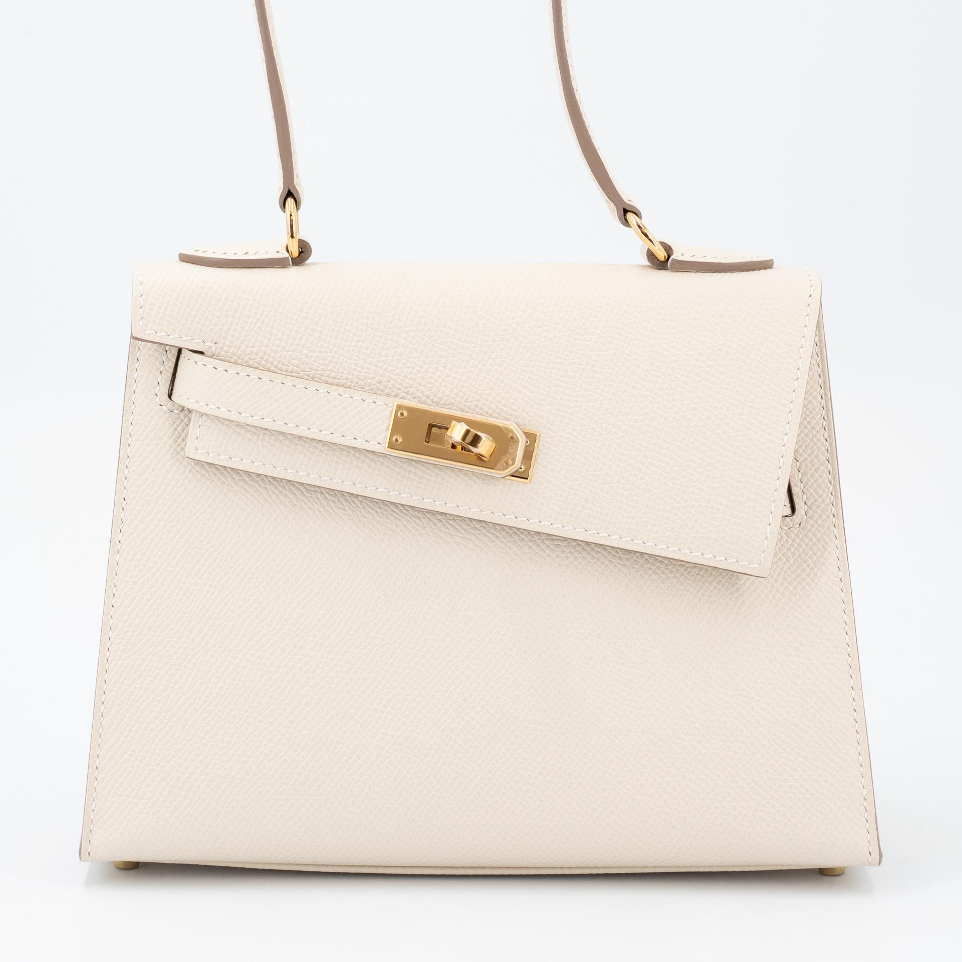 Unused ( Rank NS ) HERMÈS Limited Edition Kelly 20 en Desordre Craie (10) Epsom Gold hardware U (2022) - 2