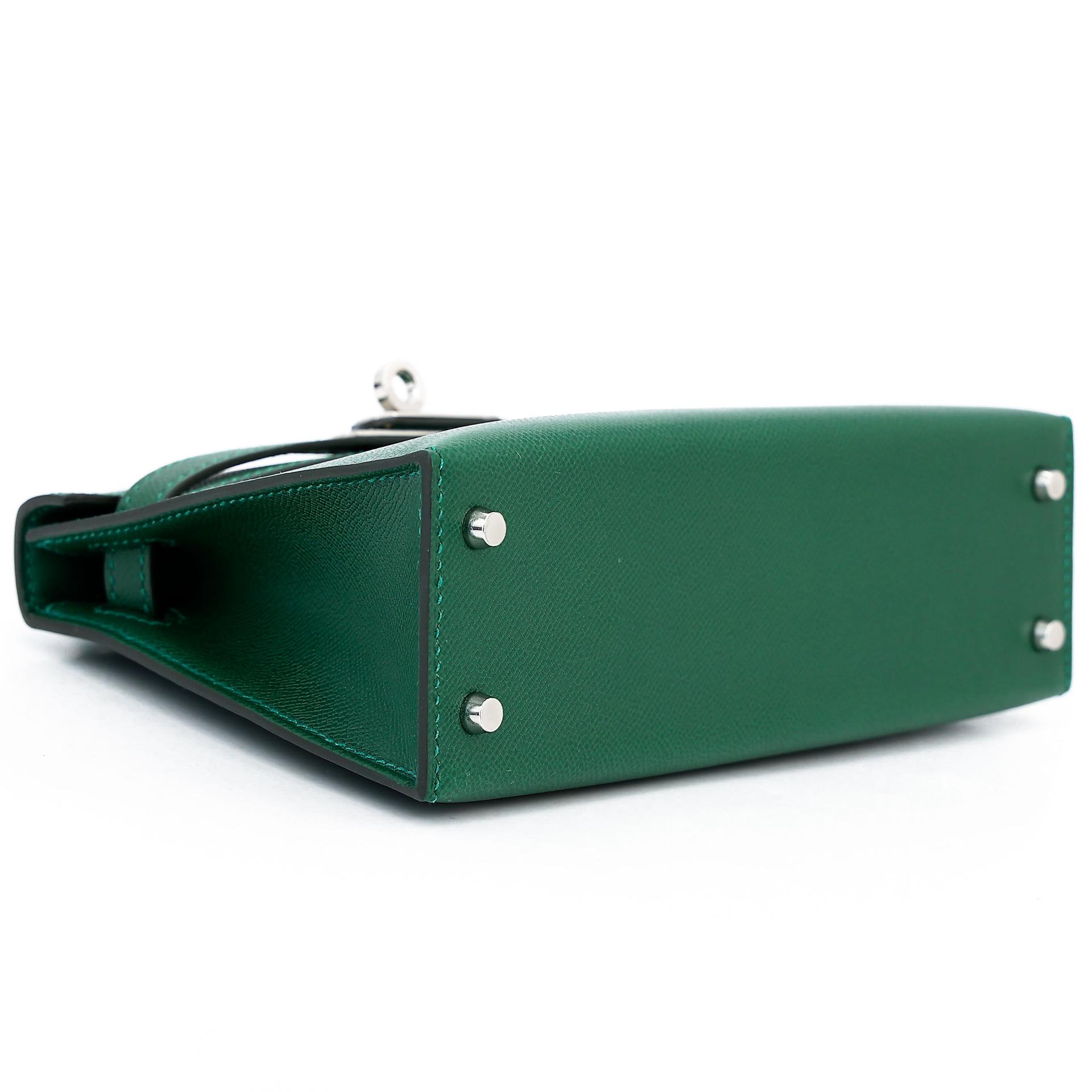 全新 HERMÈS 爱马仕 Mini Kelly 二代 65 Vert Moyen 宝石绿 Madame皮 银扣 W刻 2024年 - 7