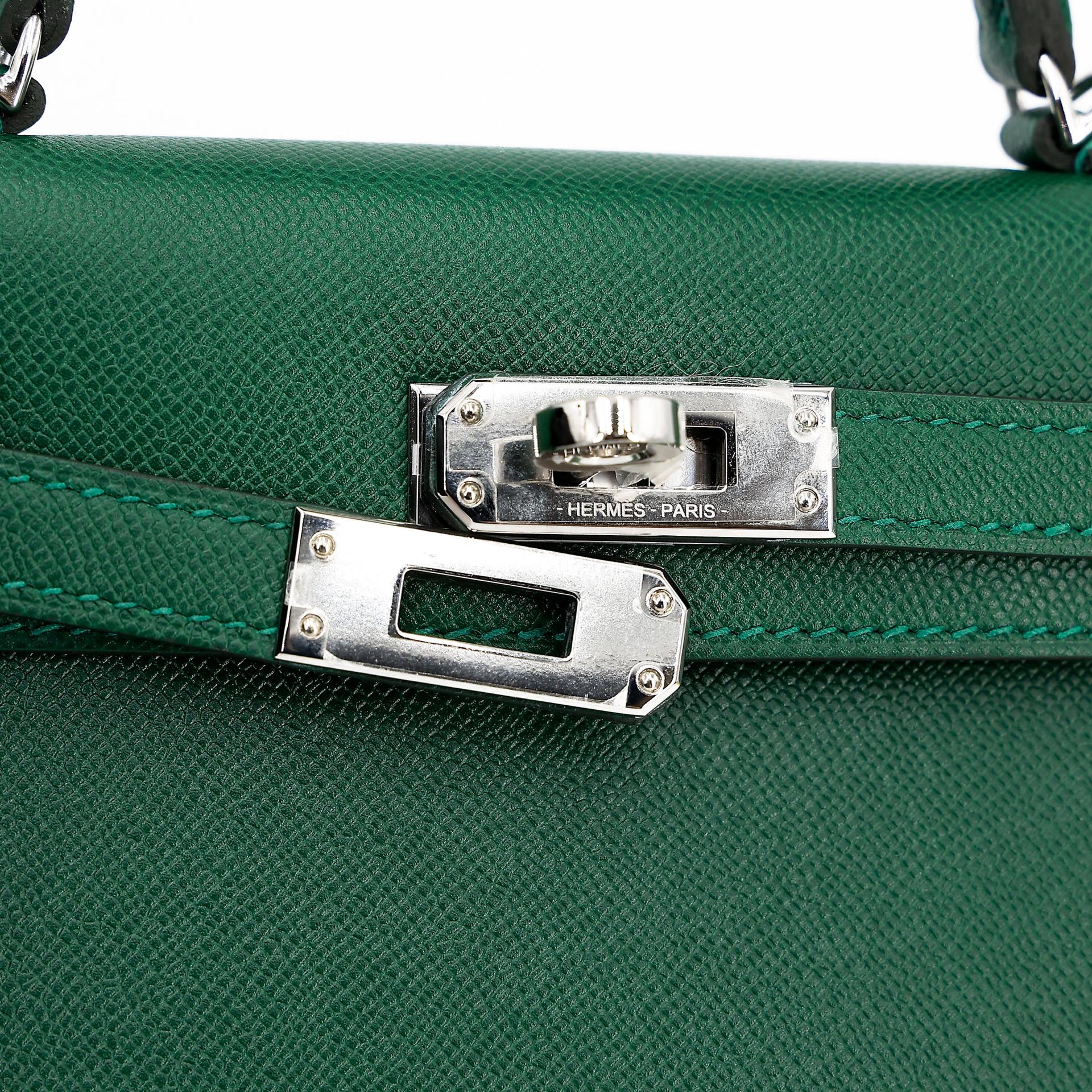 全新 HERMÈS 爱马仕 Mini Kelly 二代 65 Vert Moyen 宝石绿 Madame皮 银扣 W刻 2024年 - 10