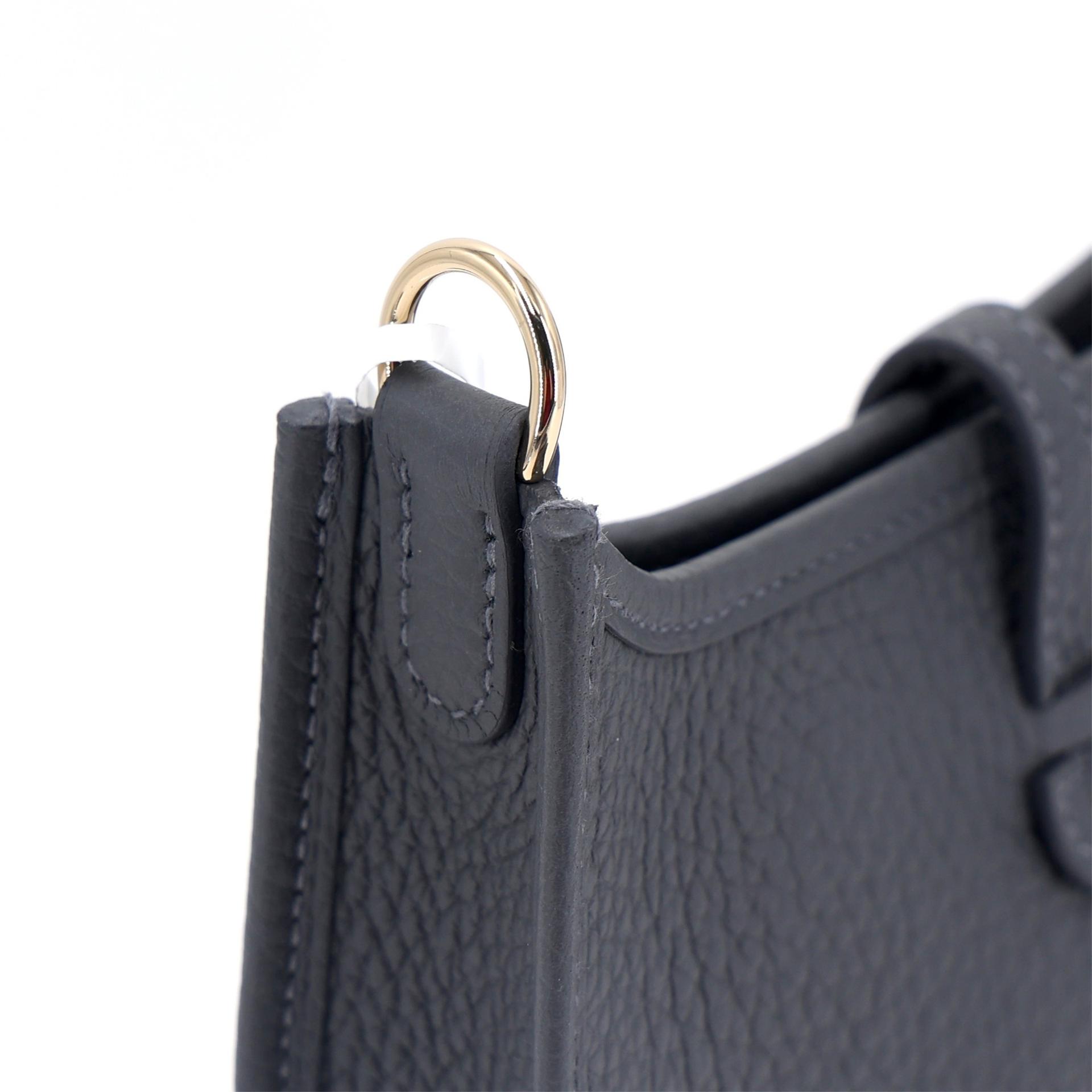 全新 HERMÈS 愛馬仕 Mini Evelyne 16 Amazone 112cm 85 石板灰 Ardoise Clemence小牛皮 香檳金扣 W刻 2024年 - 8