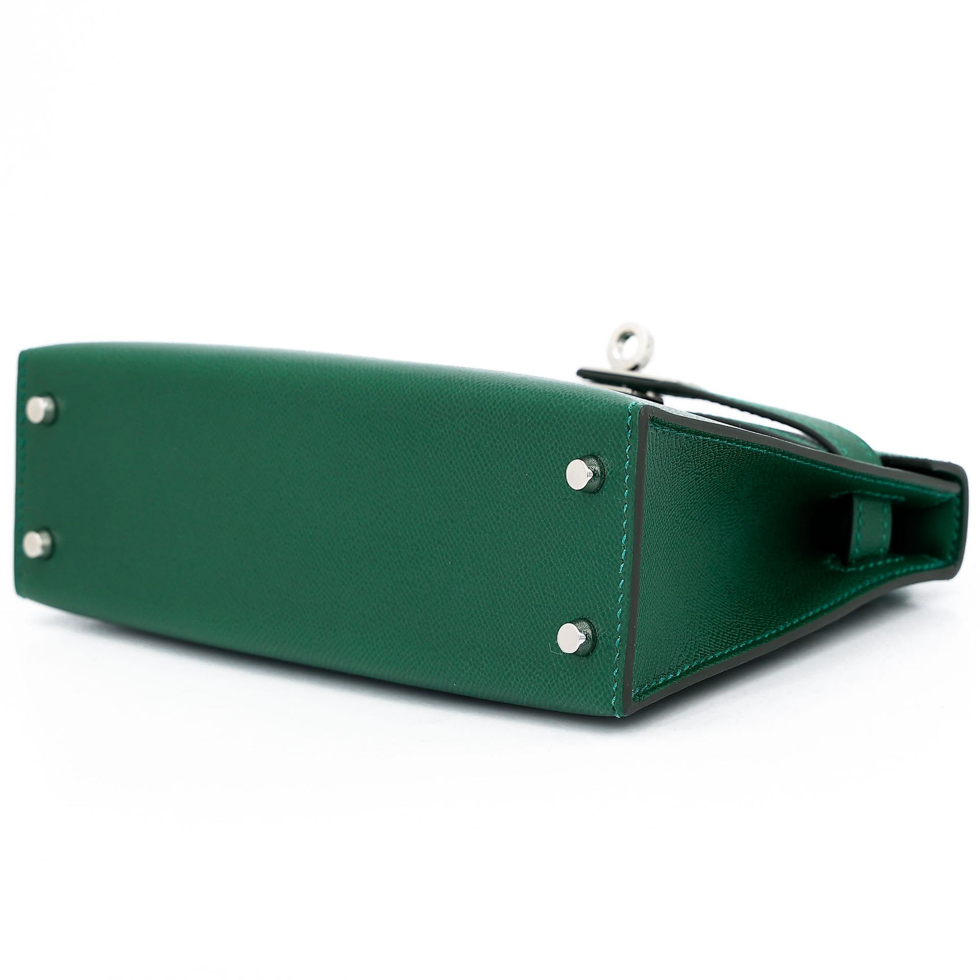全新 HERMÈS 爱马仕 Mini Kelly 二代 65 Vert Moyen 宝石绿 Madame皮 银扣 W刻 2024年 - 6