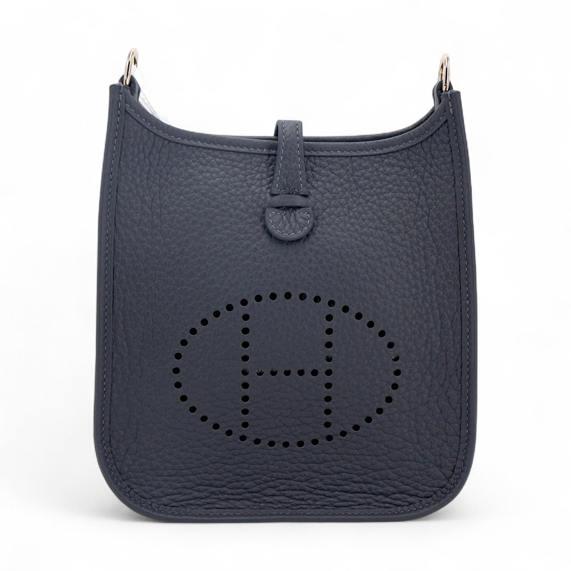 全新 HERMÈS 愛馬仕 Mini Evelyne 16 Amazone 112cm 85 石板灰 Ardoise Clemence小牛皮 香檳金扣 W刻 2024年 - 1