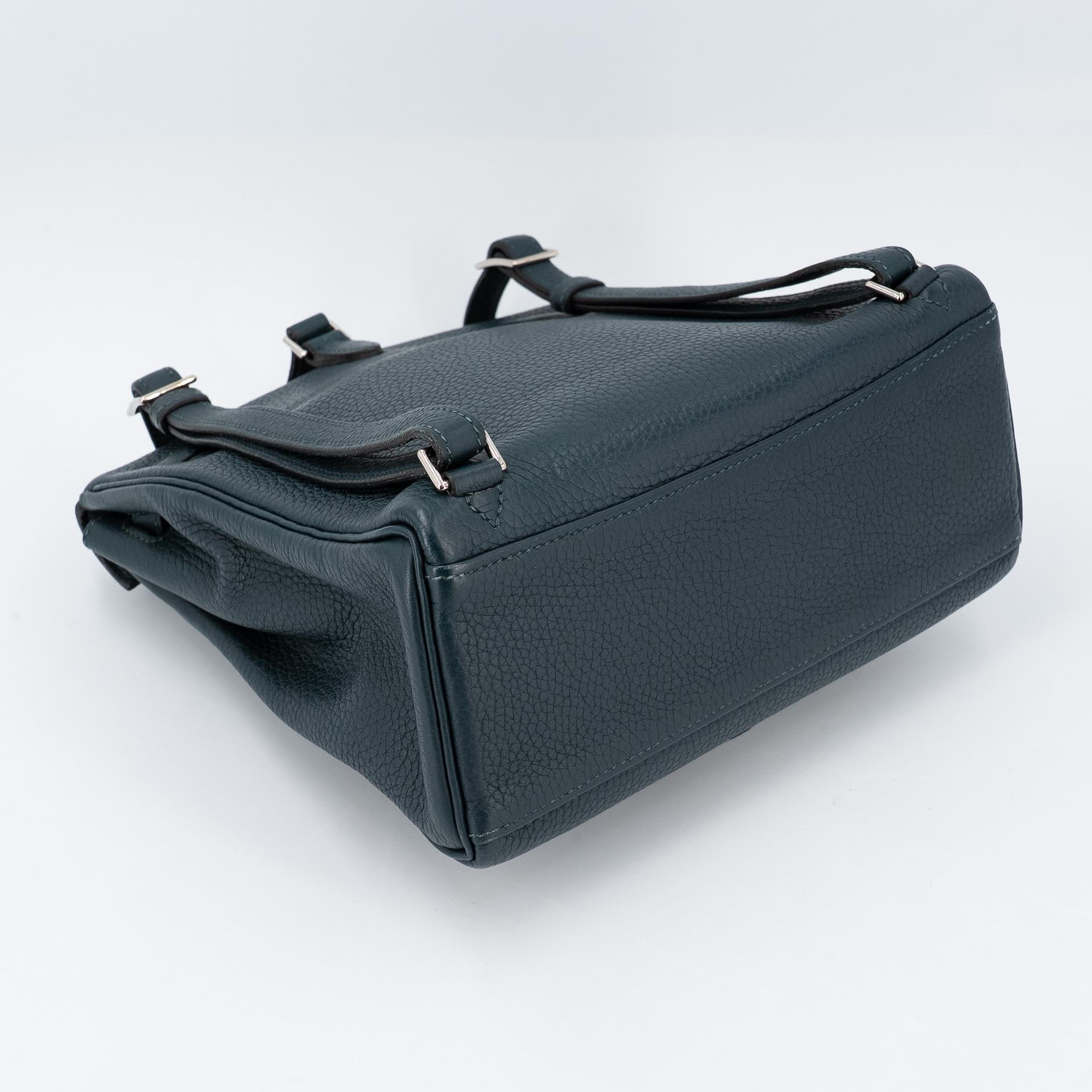 Very Good ( Rank A) HERMÈS Kelly Ado PM Vert Cypress (6O) Togo Palladium hardware C (2018) - 7