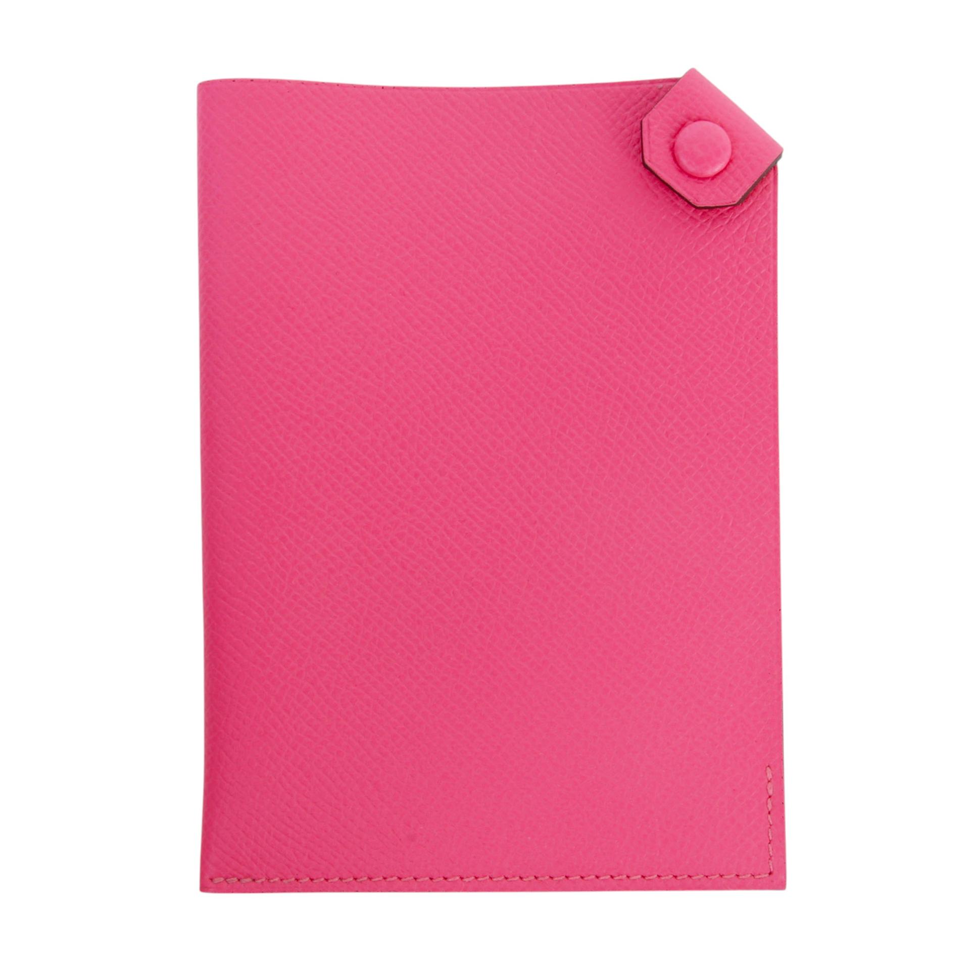 Unused ( Rank NS )  HERMÈS  Tarmac passport holder Rose Azalee (8W) Epsom Palladium hardware X (2016) - 1