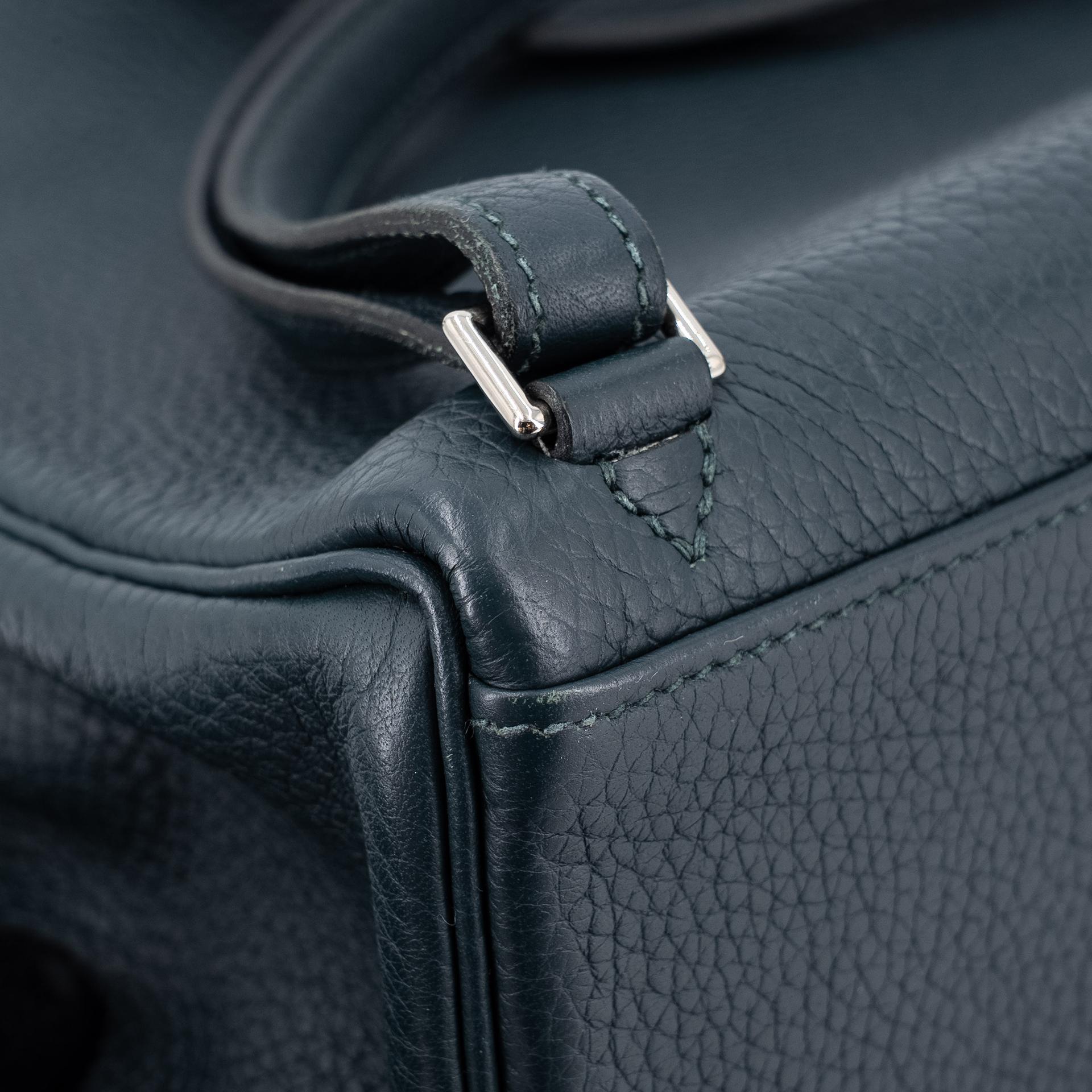 Very Good ( Rank A) HERMÈS Kelly Ado PM Vert Cypress (6O) Togo Palladium hardware C (2018) - 29