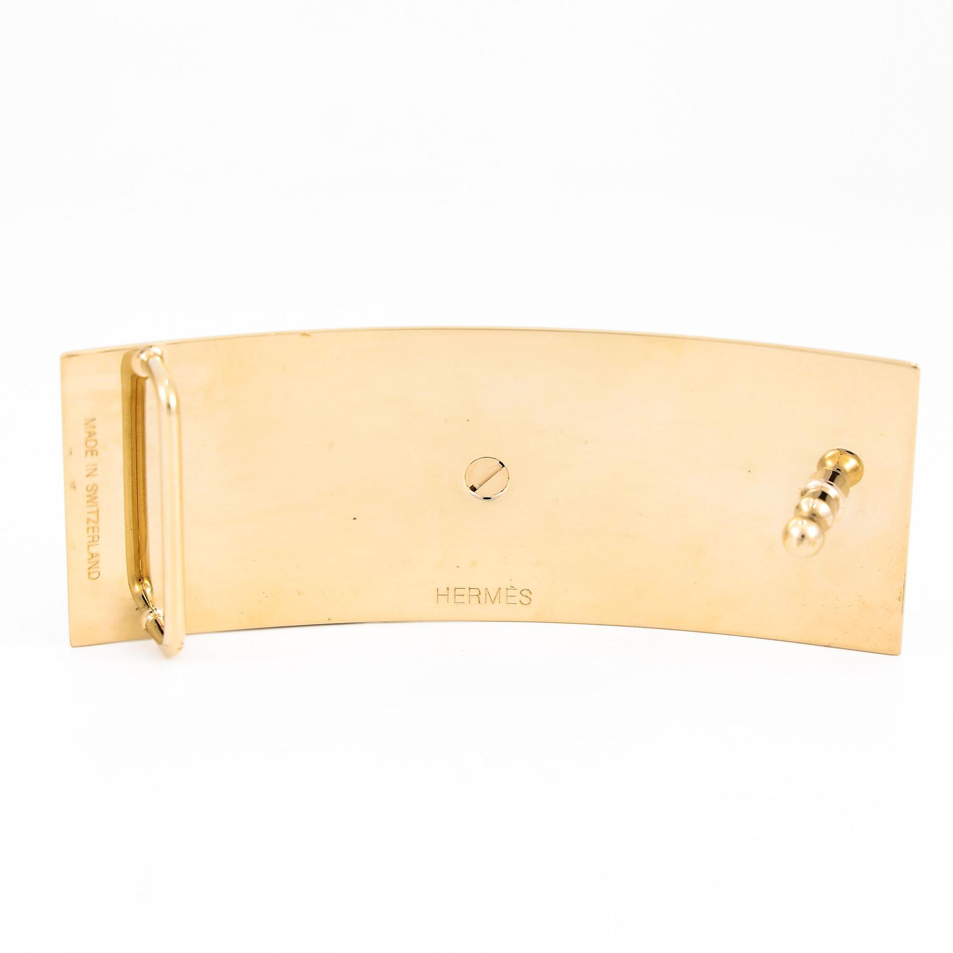 Very Good ( Rank A) HERMÈS Collier de Chien Belt 80cm White (01) Etoupe (18) Epsom Swift Permabrass hardware Square O (2011) - 11