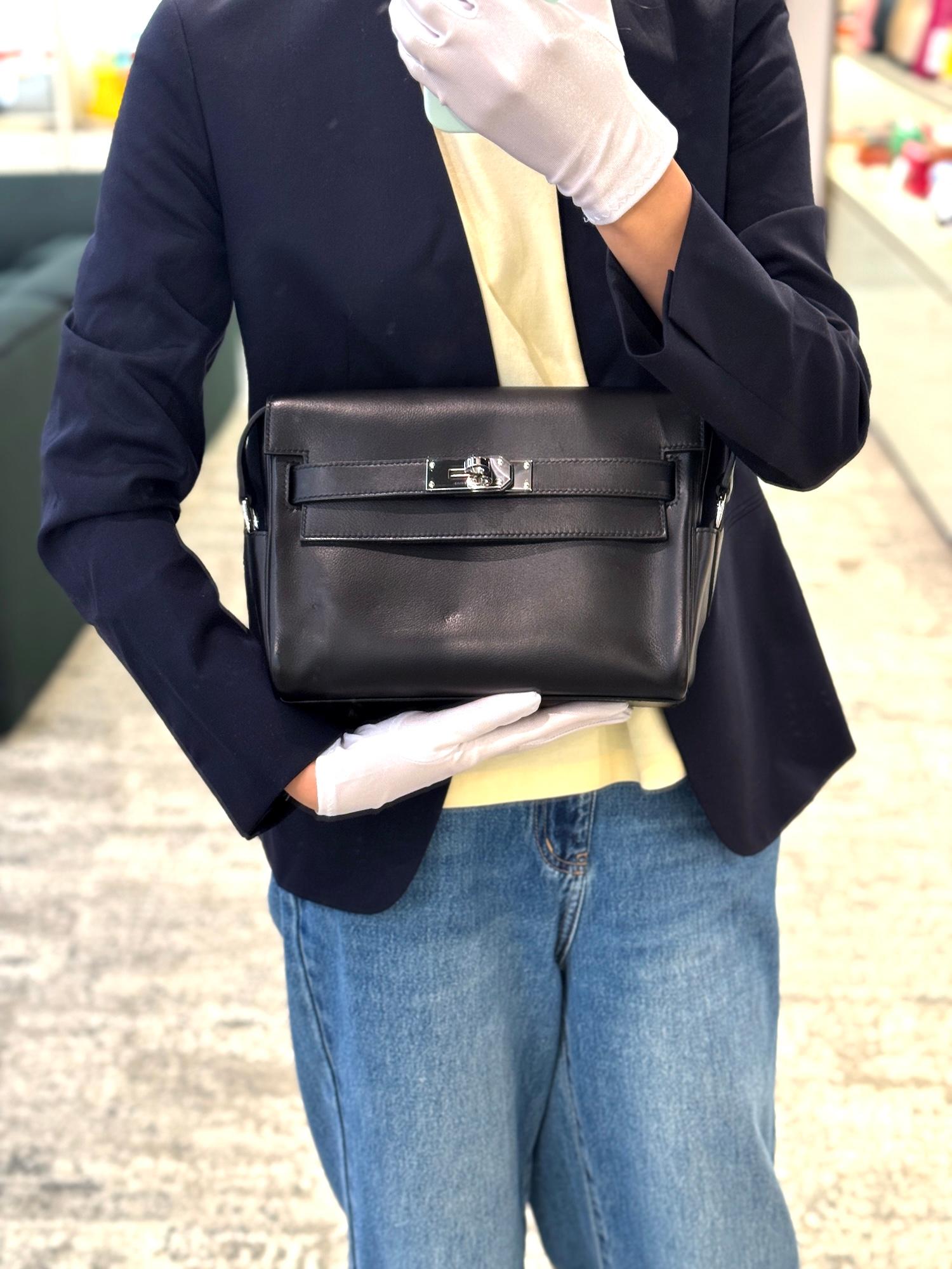 Very Good ( Rank A) HERMÈS Kelly Messenger PM Noir (89) Volupto calfskin Palladium hardware K (2025) - 3