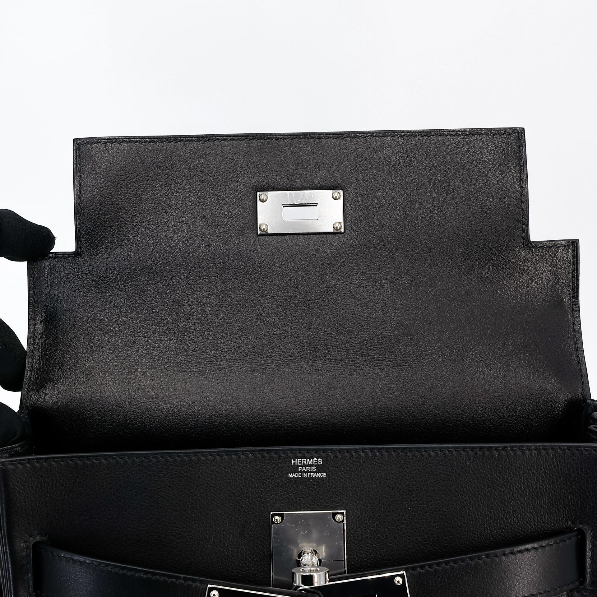 Very Good ( Rank A) HERMÈS Kelly Messenger PM Noir (89) Volupto calfskin Palladium hardware K (2025) - 26