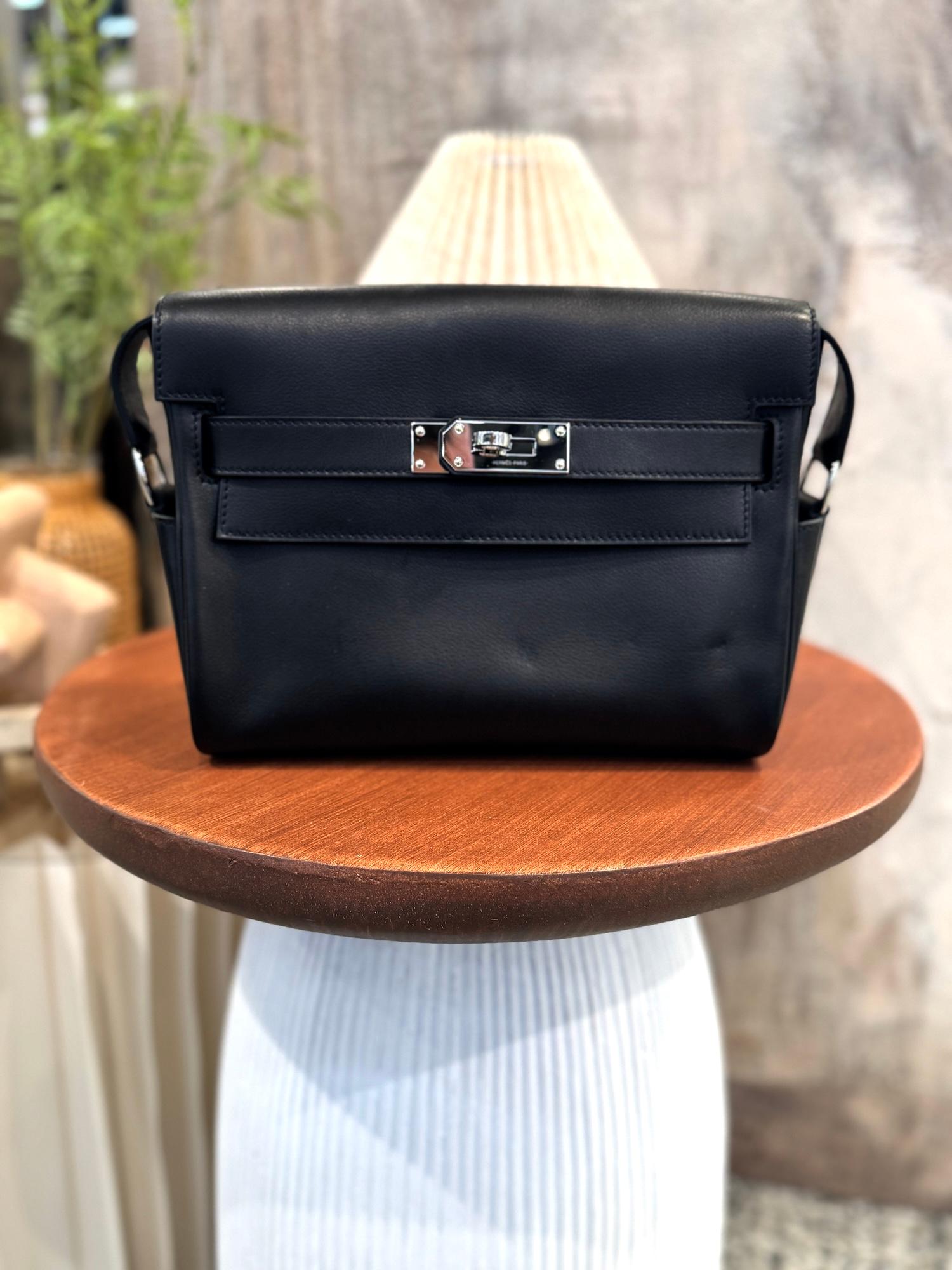 Very Good ( Rank A) HERMÈS Kelly Messenger PM Noir (89) Volupto calfskin Palladium hardware K (2025) - 4