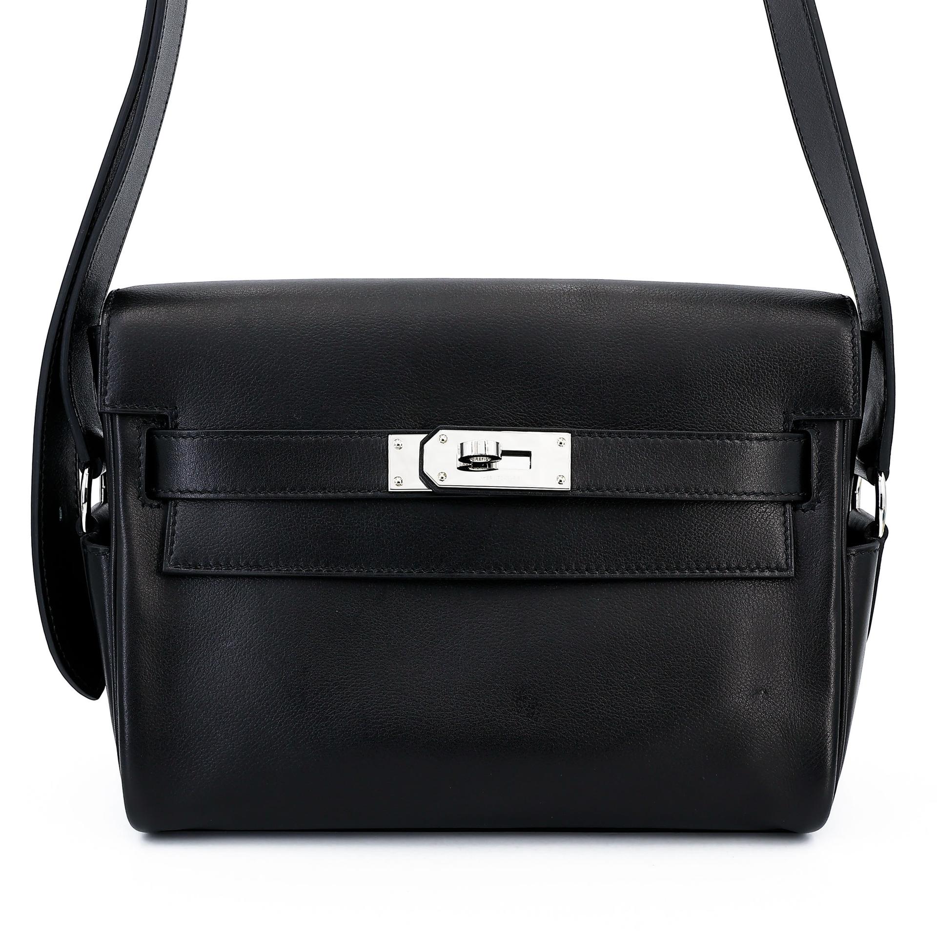 Very Good ( Rank A) HERMÈS Kelly Messenger PM Noir (89) Volupto calfskin Palladium hardware K (2025) - 1