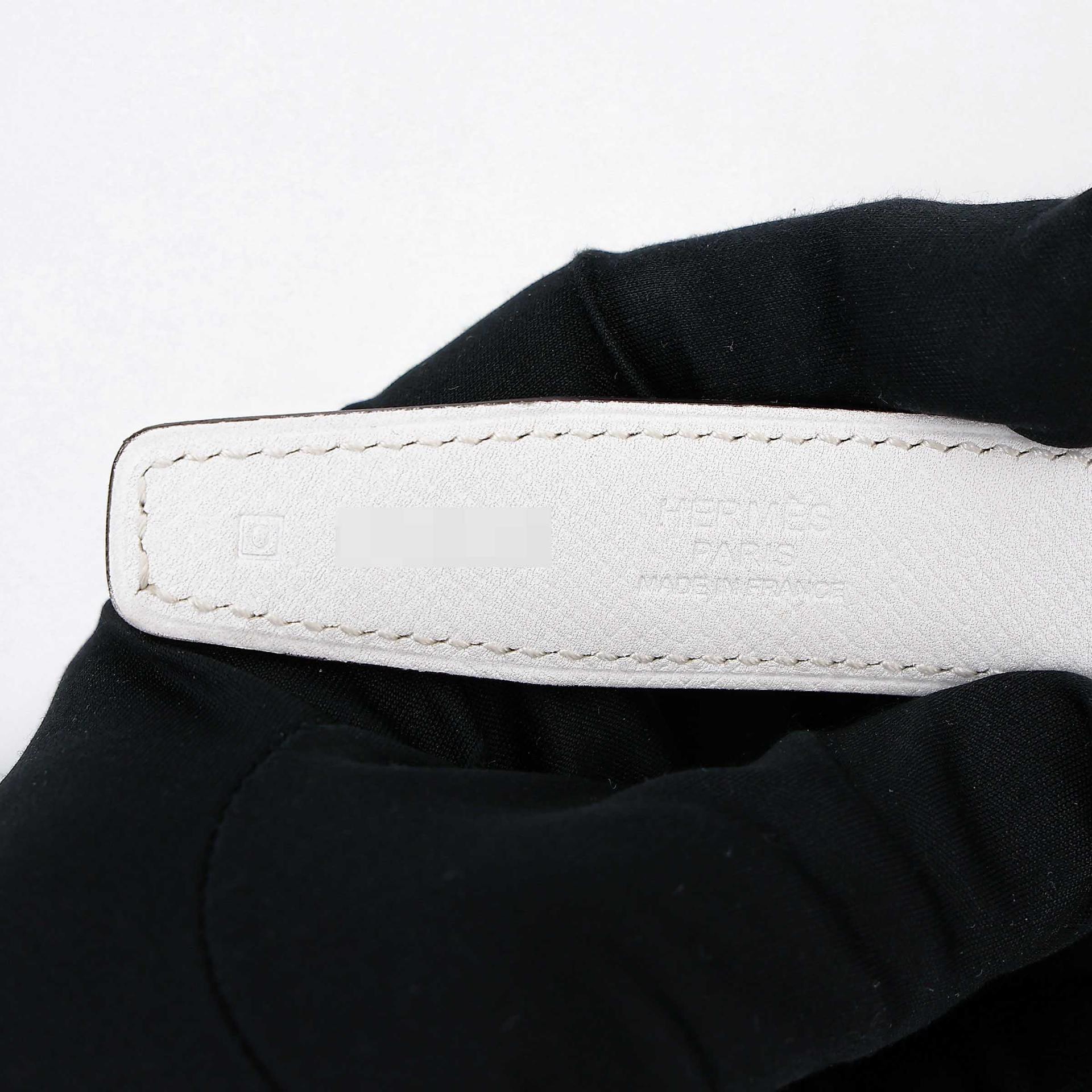 Very Good ( Rank A) HERMÈS Collier de Chien Belt 80cm White (01) Etoupe (18) Epsom Swift Permabrass hardware Square O (2011) - 12