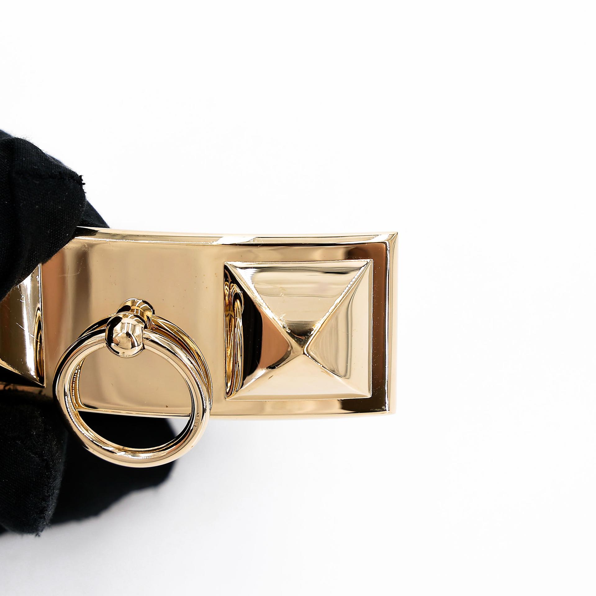Very Good ( Rank A) HERMÈS Collier de Chien Belt 80cm White (01) Etoupe (18) Epsom Swift Permabrass hardware Square O (2011) - 6