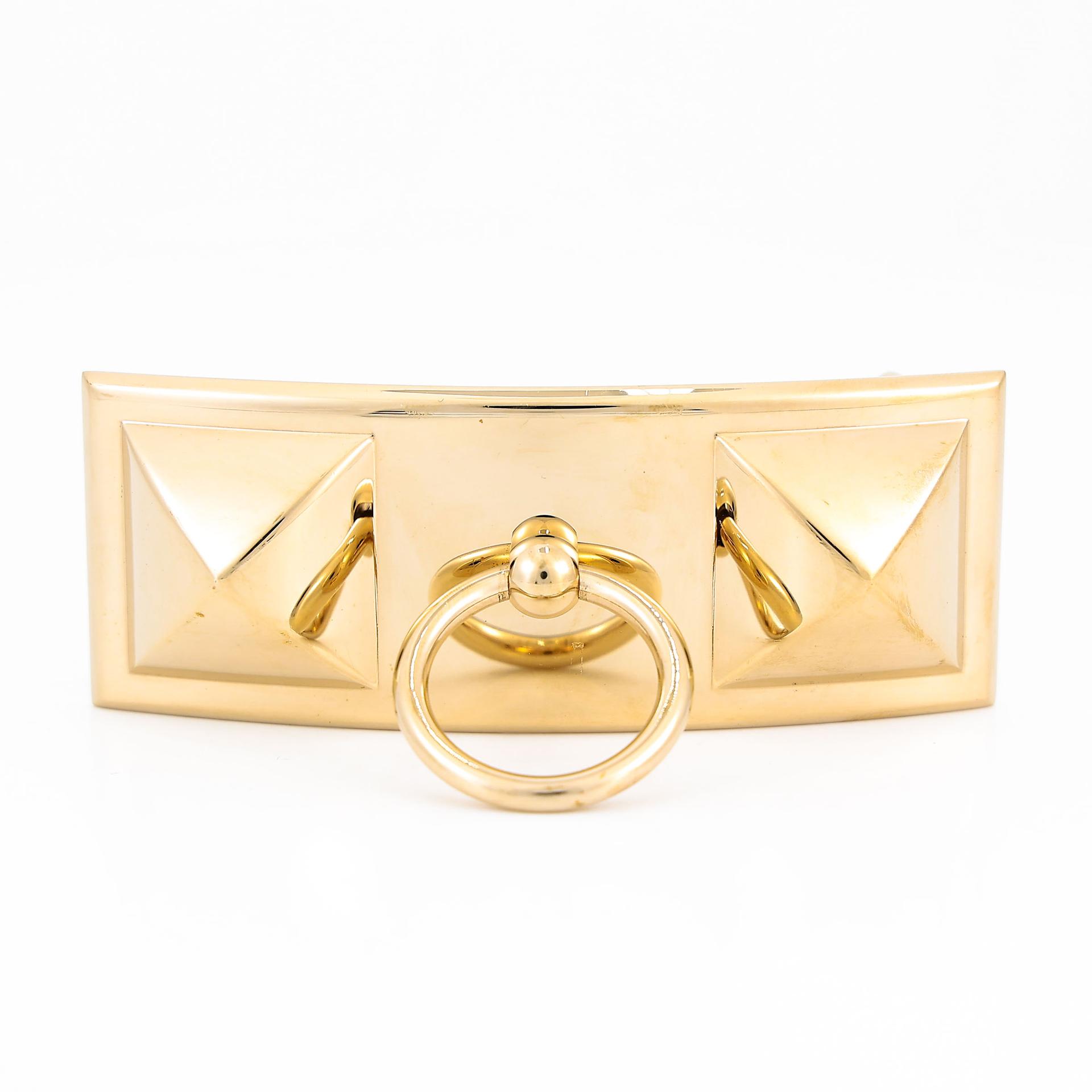 Very Good ( Rank A) HERMÈS Collier de Chien Belt 80cm White (01) Etoupe (18) Epsom Swift Permabrass hardware Square O (2011) - 10