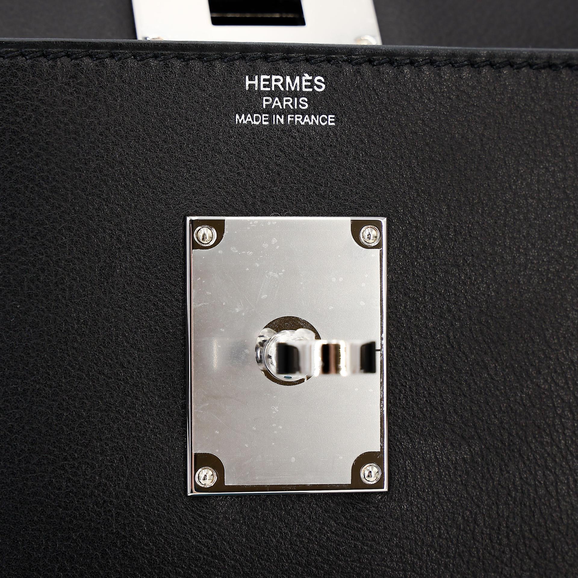 Very Good ( Rank A) HERMÈS Kelly Messenger PM Noir (89) Volupto calfskin Palladium hardware K (2025) - 27