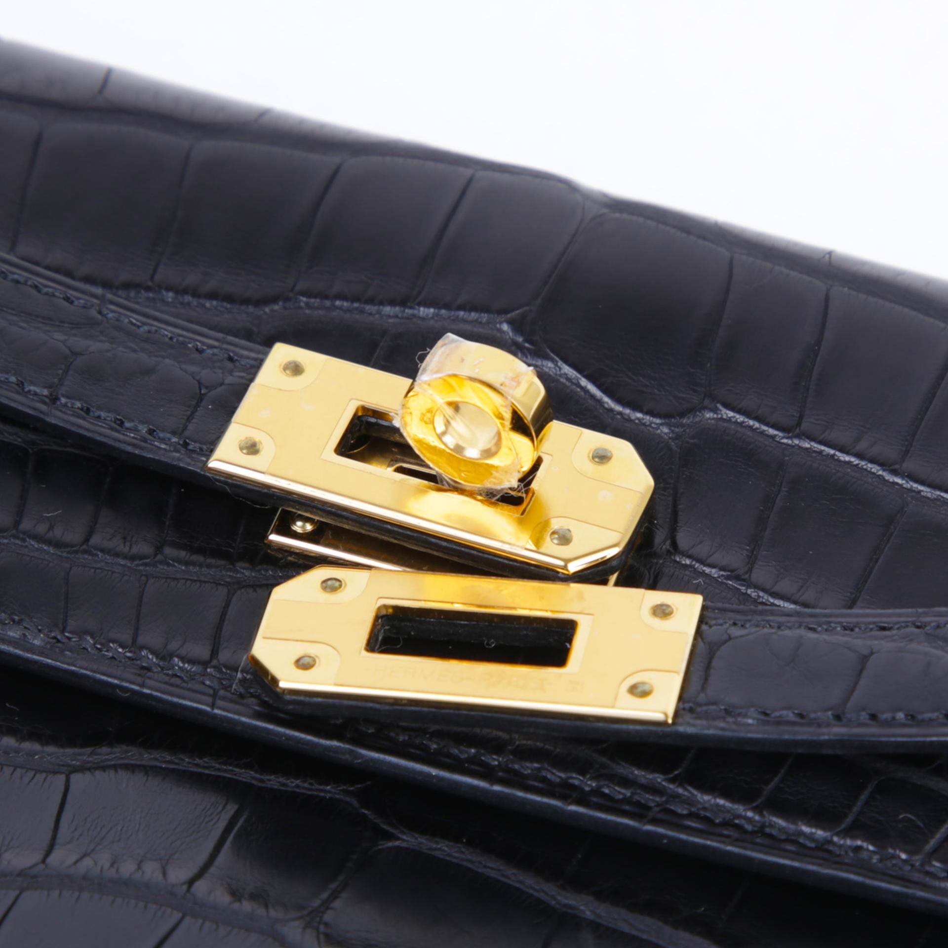 ランク NS 未使用品 HERMÈS エルメス ケリートゥーゴー ブラック (89) クロコダイル アリゲーター マット ゴールド金具 Z刻印 - 7