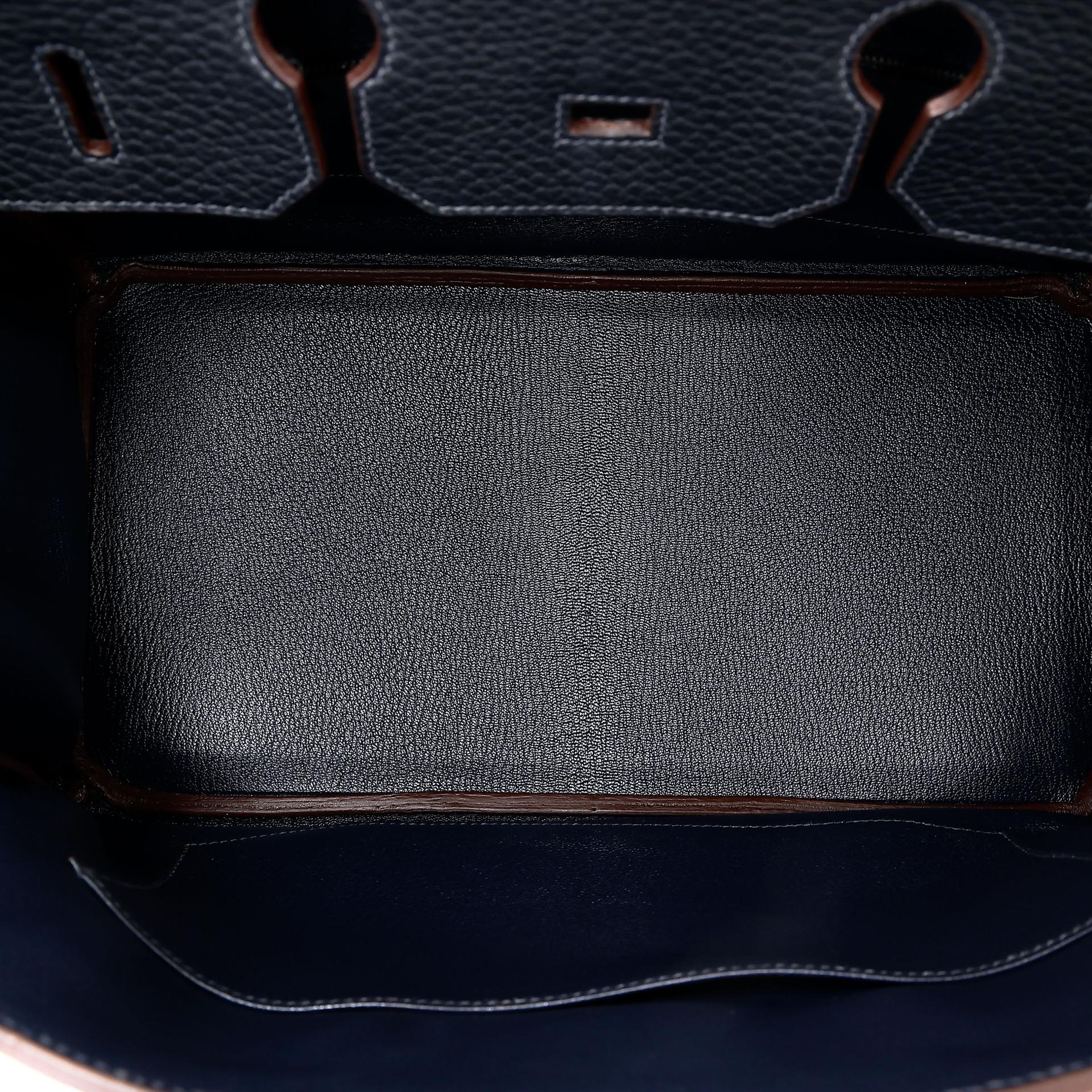 Excellent ( Rank SA ) HERMÈS Limited Edition Birkin 35 Club Bleu Indigo (76) Rouge H (55) Fjord Barenia Palladium hardware Square Q (2013) - 22