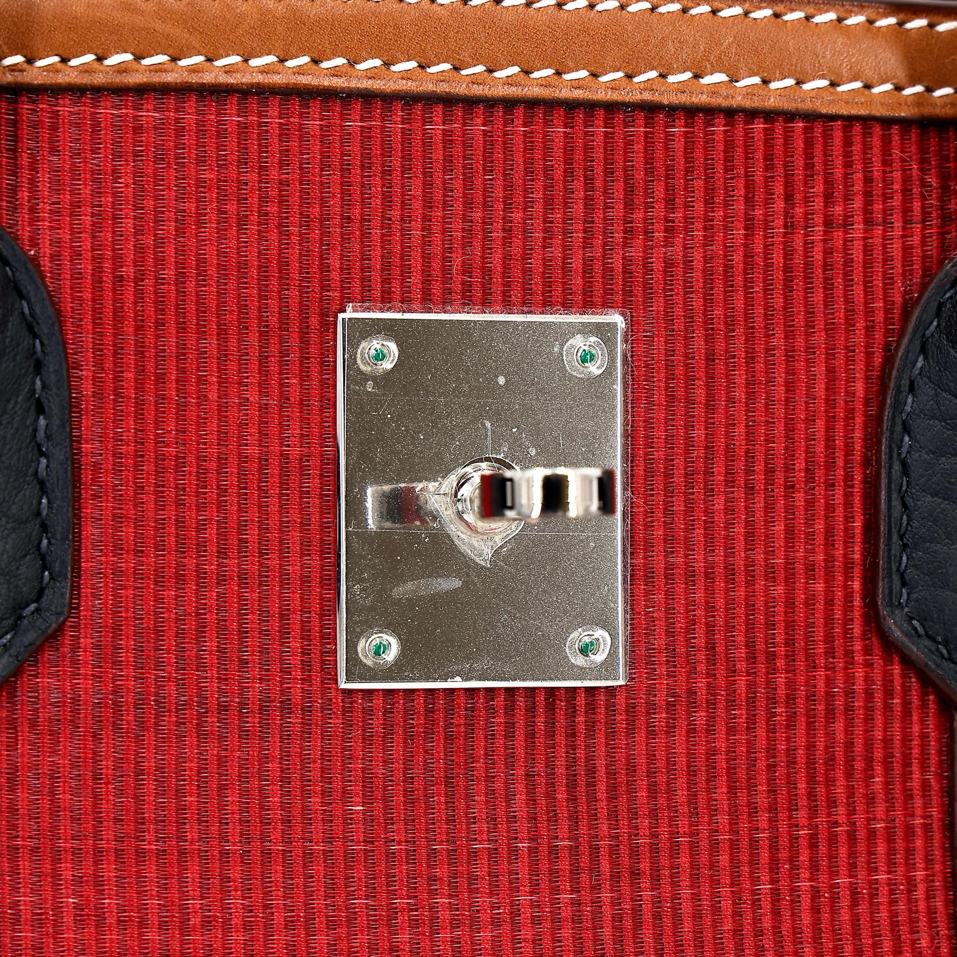 Excellent ( Rank SA ) HERMÈS Limited Edition Birkin 35 Club Bleu Indigo (76) Rouge H (55) Fjord Barenia Palladium hardware Square Q (2013) - 16