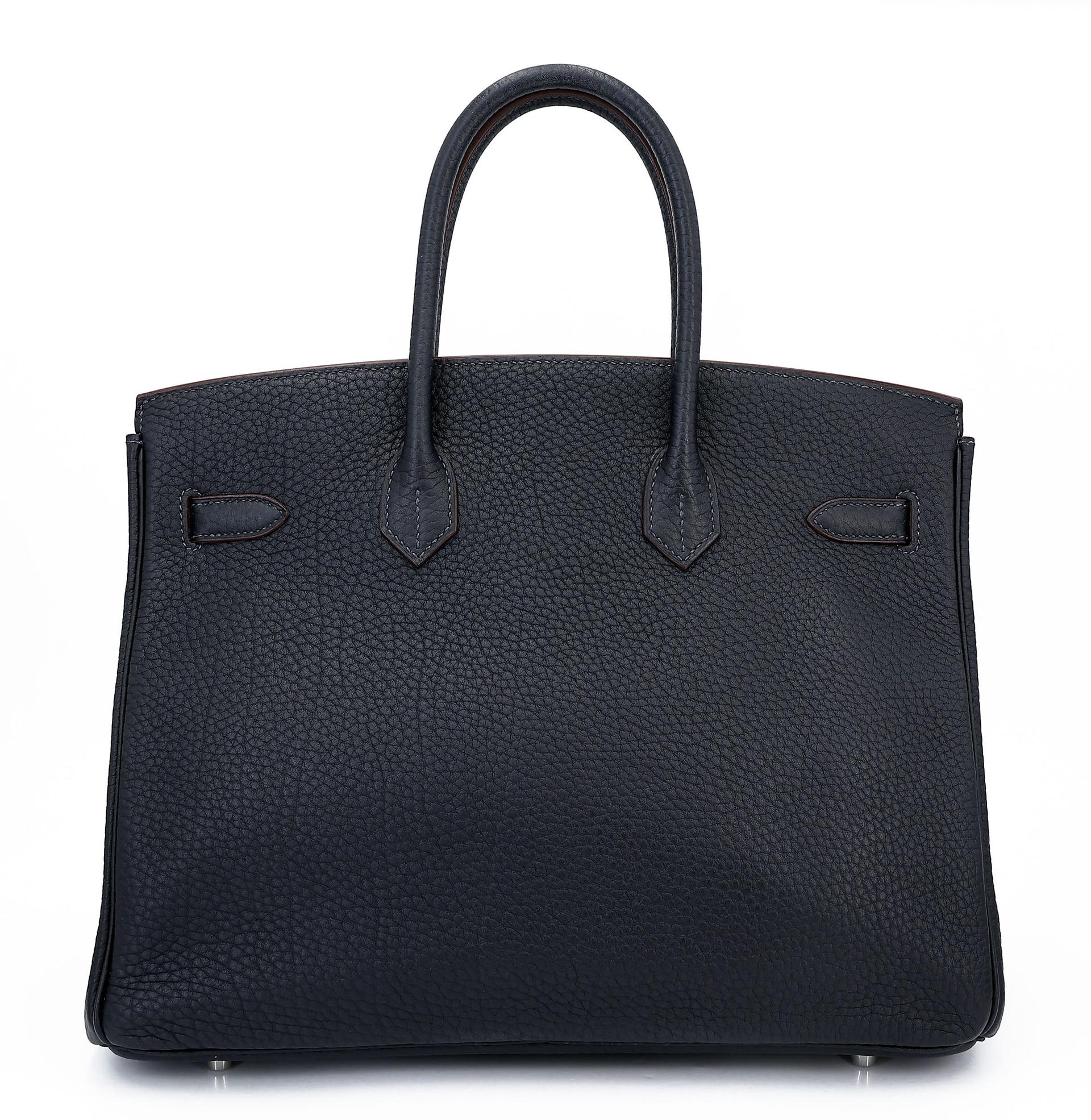 Excellent ( Rank SA ) HERMÈS Limited Edition Birkin 35 Club Bleu Indigo (76) Rouge H (55) Fjord Barenia Palladium hardware Square Q (2013) - 2