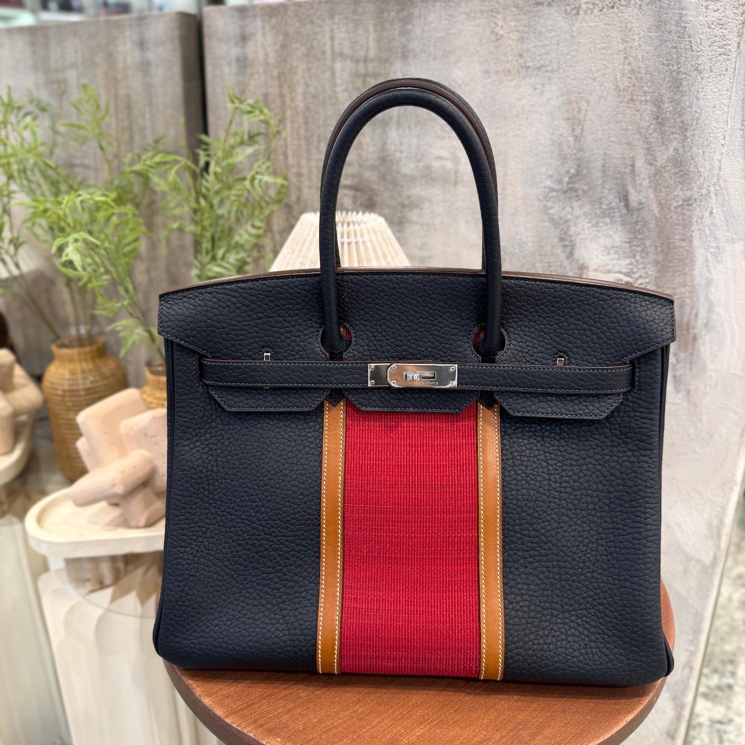 Excellent ( Rank SA ) HERMÈS Limited Edition Birkin 35 Club Bleu Indigo (76) Rouge H (55) Fjord Barenia Palladium hardware Square Q (2013) - 3