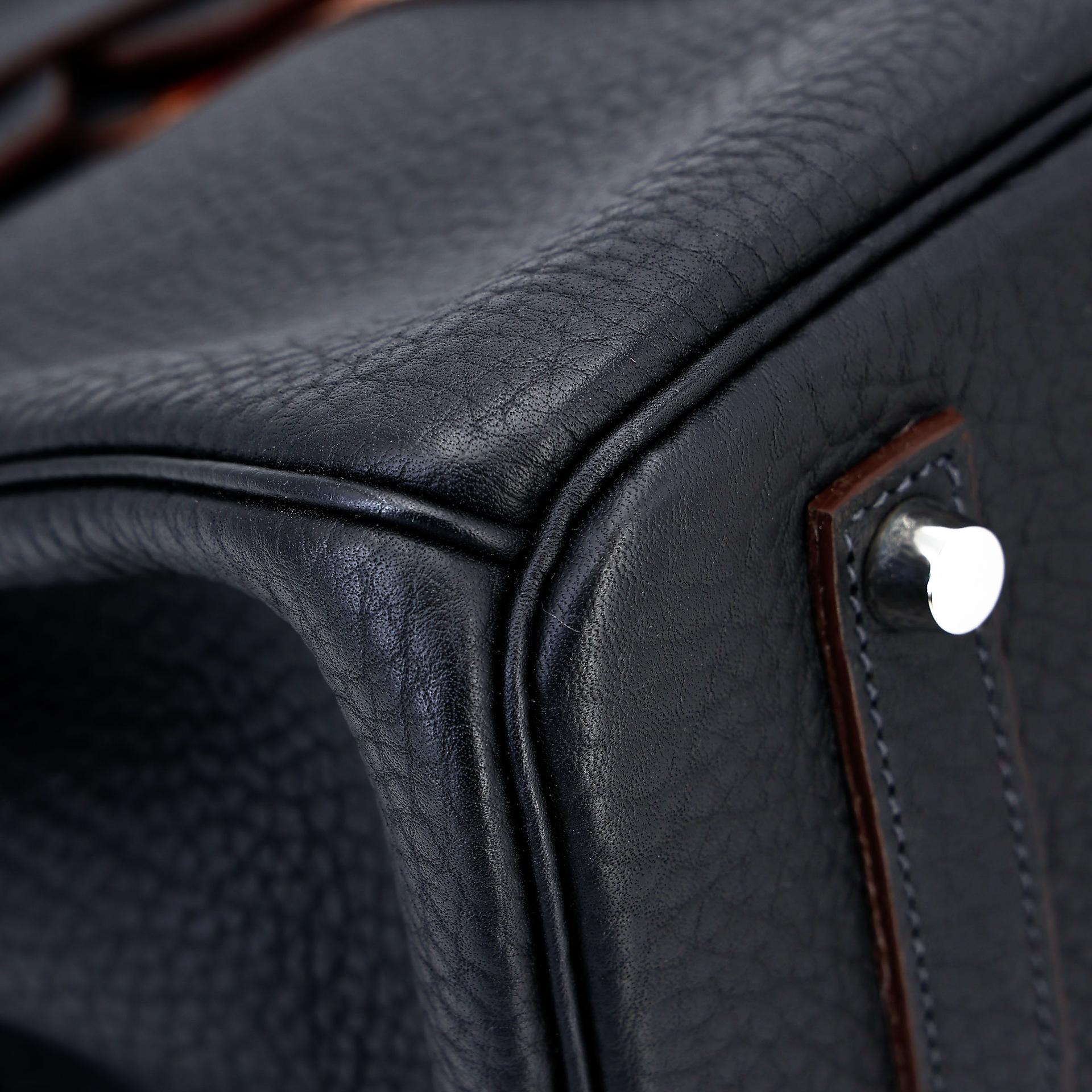 Excellent ( Rank SA ) HERMÈS Limited Edition Birkin 35 Club Bleu Indigo (76) Rouge H (55) Fjord Barenia Palladium hardware Square Q (2013) - 11