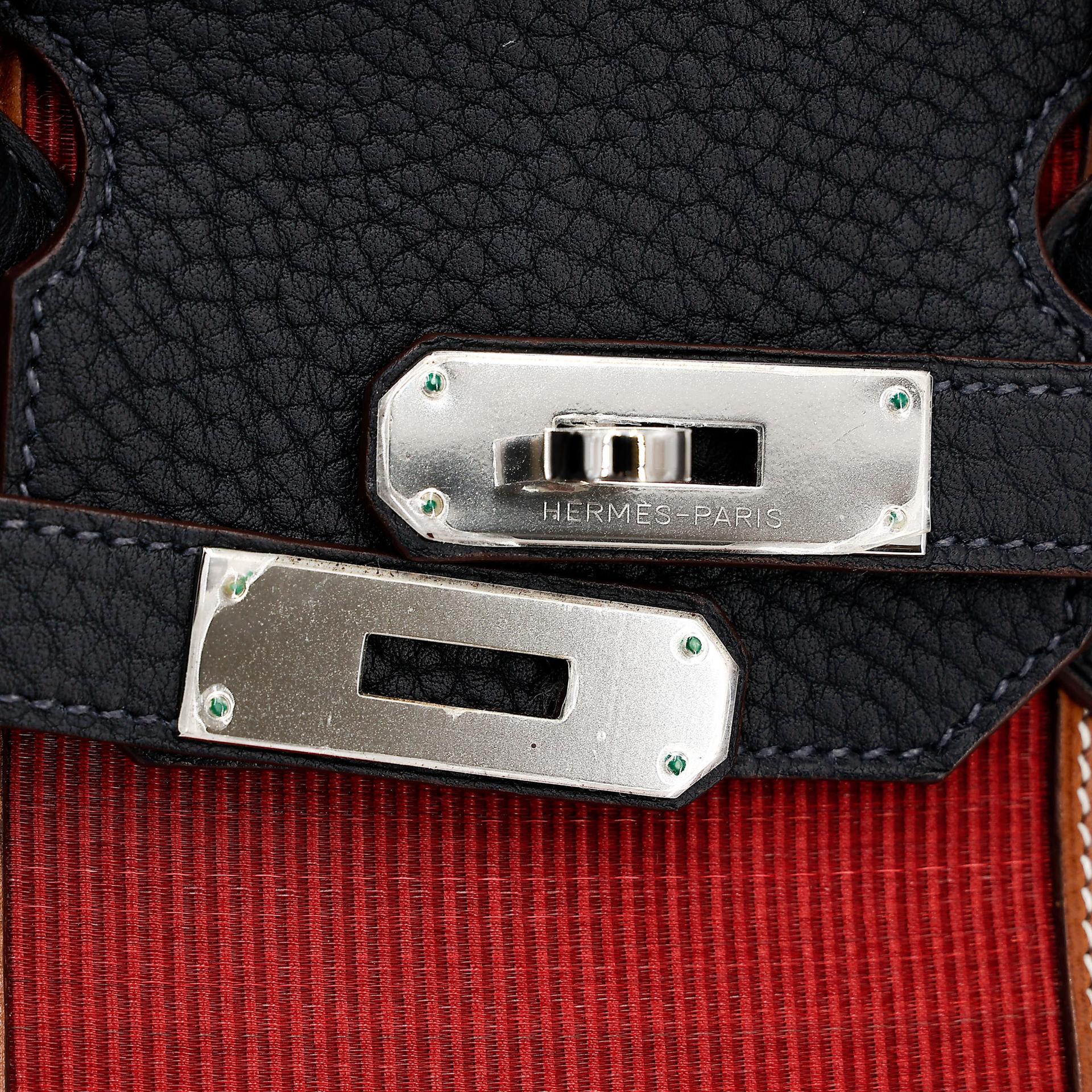 Excellent ( Rank SA ) HERMÈS Limited Edition Birkin 35 Club Bleu Indigo (76) Rouge H (55) Fjord Barenia Palladium hardware Square Q (2013) - 14