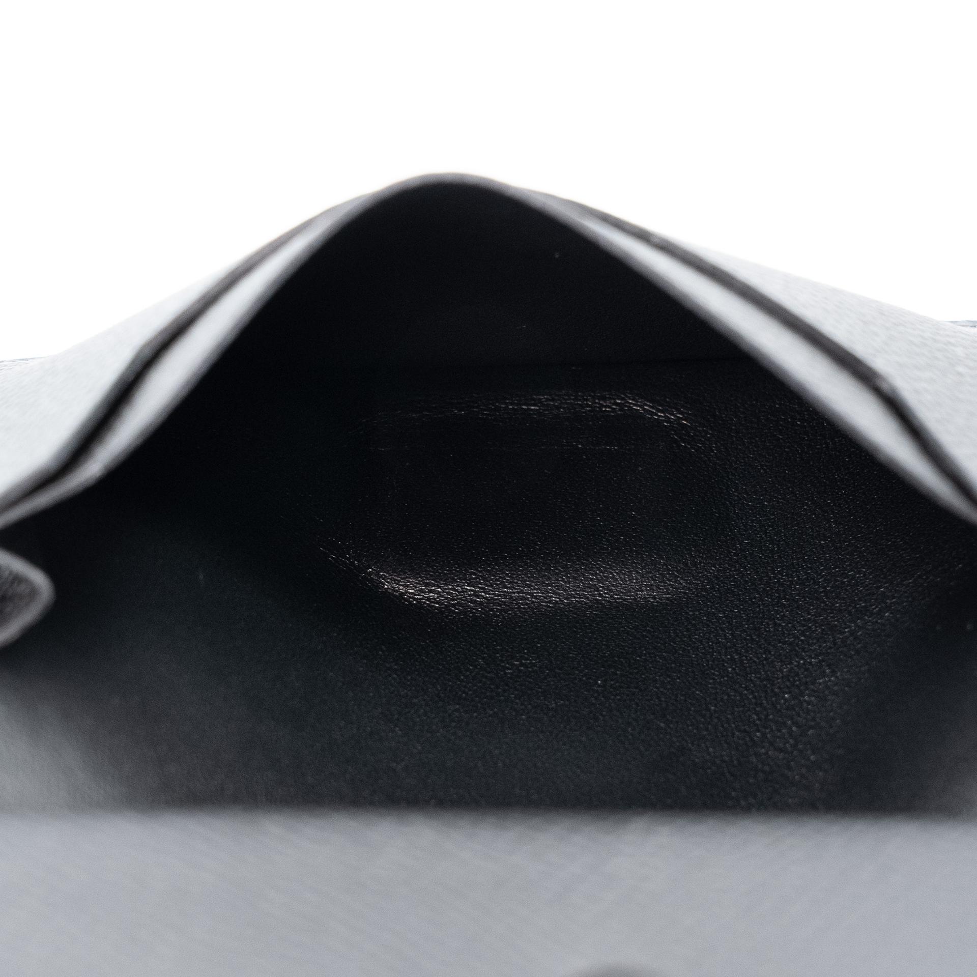 Excellent ( Rank SA ) HERMÈS Bearn Card Holder Noir (89) Epsom Palladium hardware Z (2021) - 13