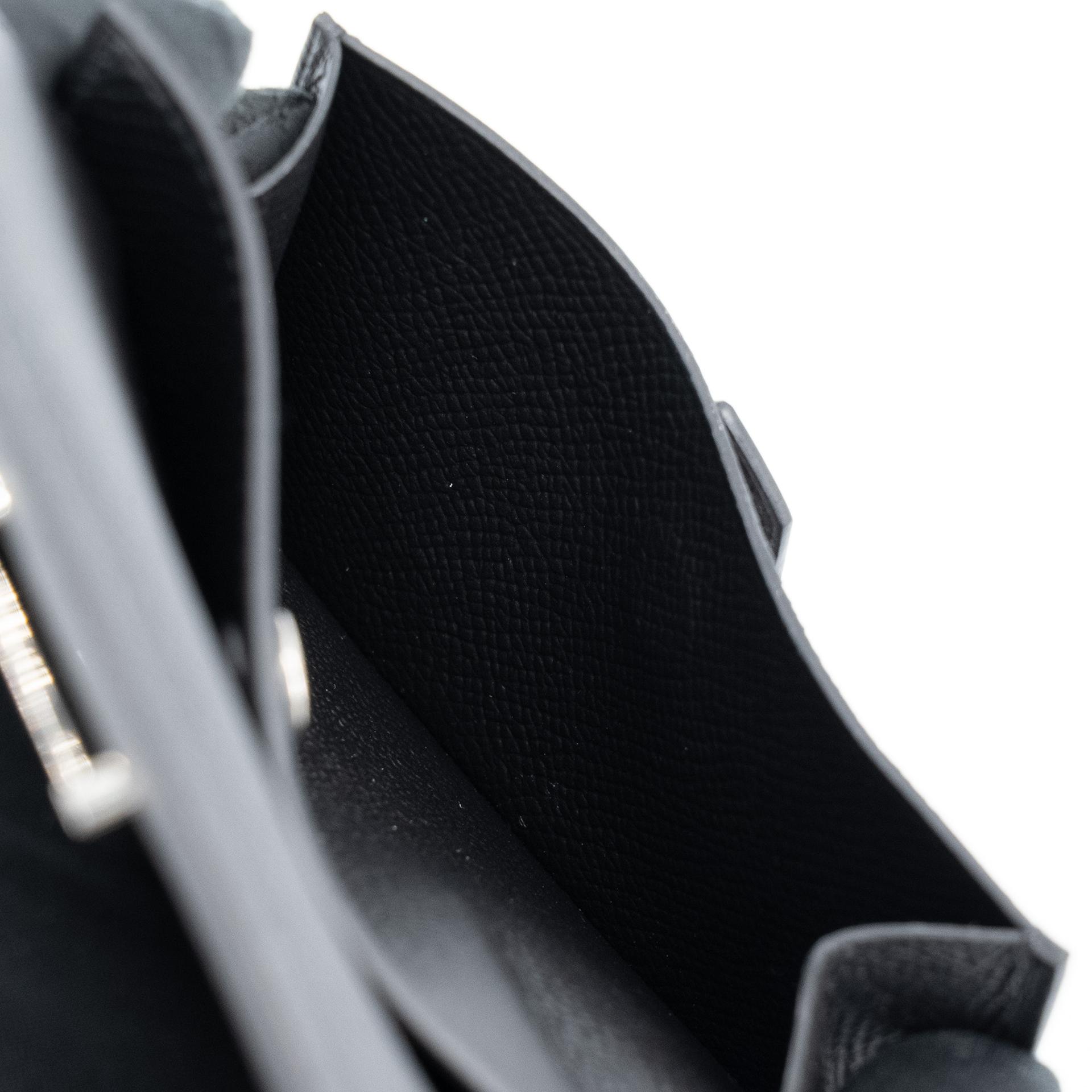 Excellent ( Rank SA ) HERMÈS Bearn Card Holder Noir (89) Epsom Palladium hardware Z (2021) - 12