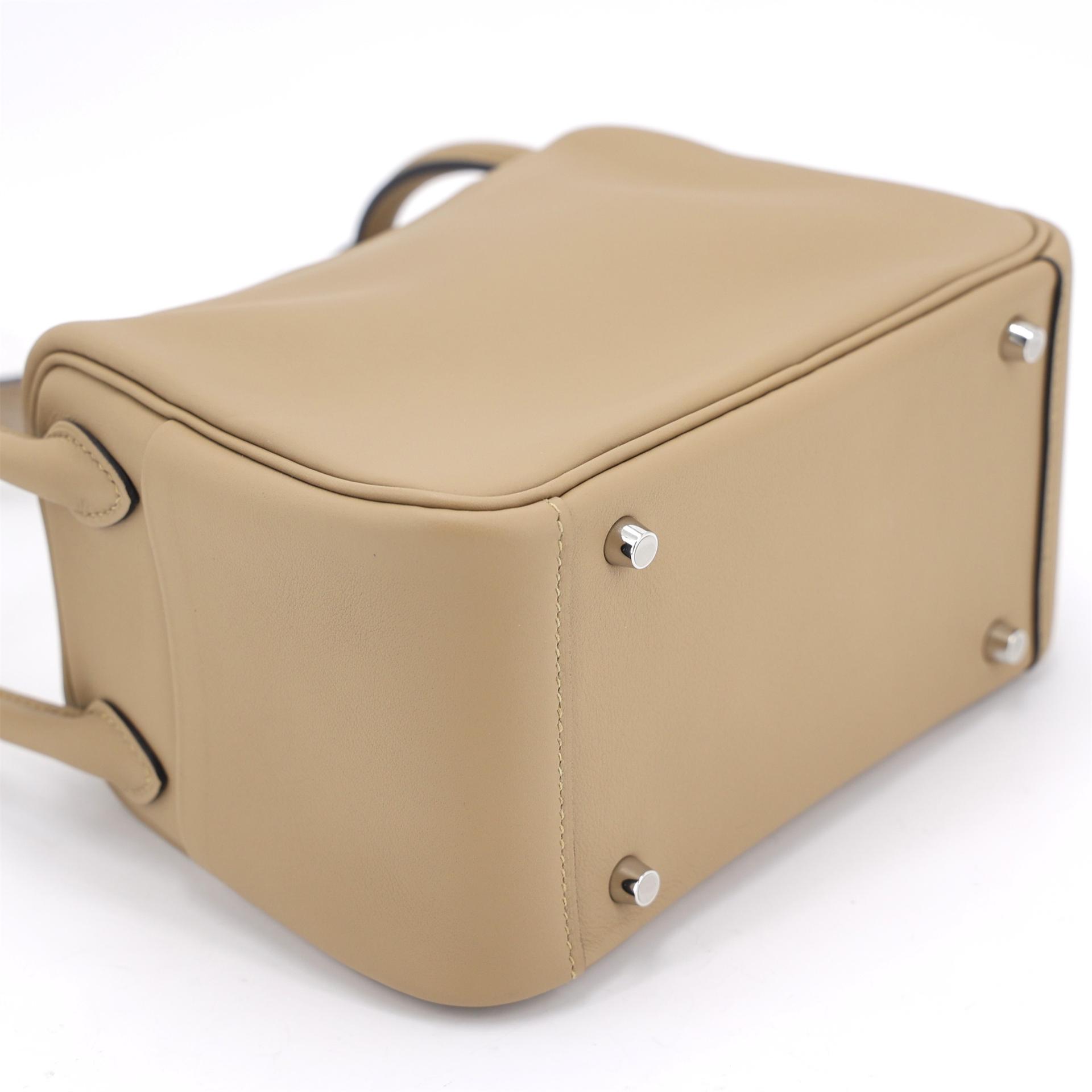 Brand New ( Rank N ) HERMÈS Mini Lindy II Poussiere (1C) Swift Electrum hardware K (2025) - 8