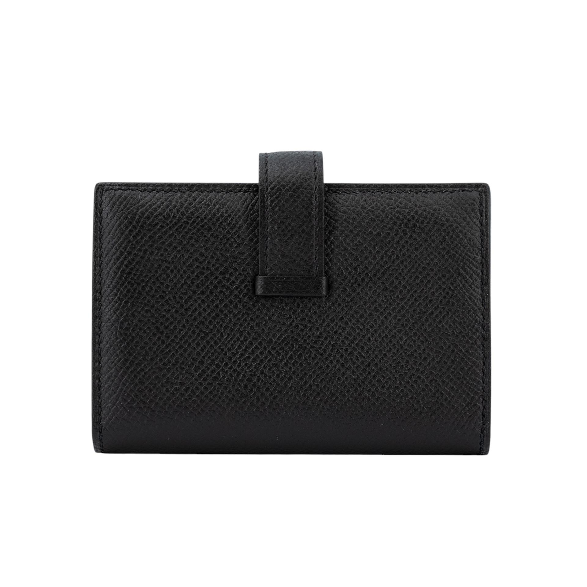 Excellent ( Rank SA ) HERMÈS Bearn Card Holder Noir (89) Epsom Palladium hardware Z (2021) - 2