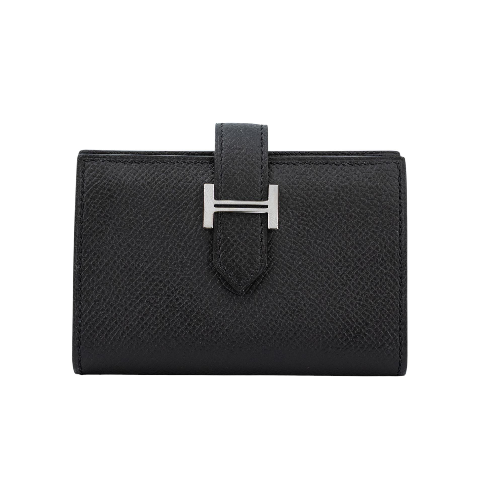 Excellent ( Rank SA ) HERMÈS Bearn Card Holder Noir (89) Epsom Palladium hardware Z (2021) - 1