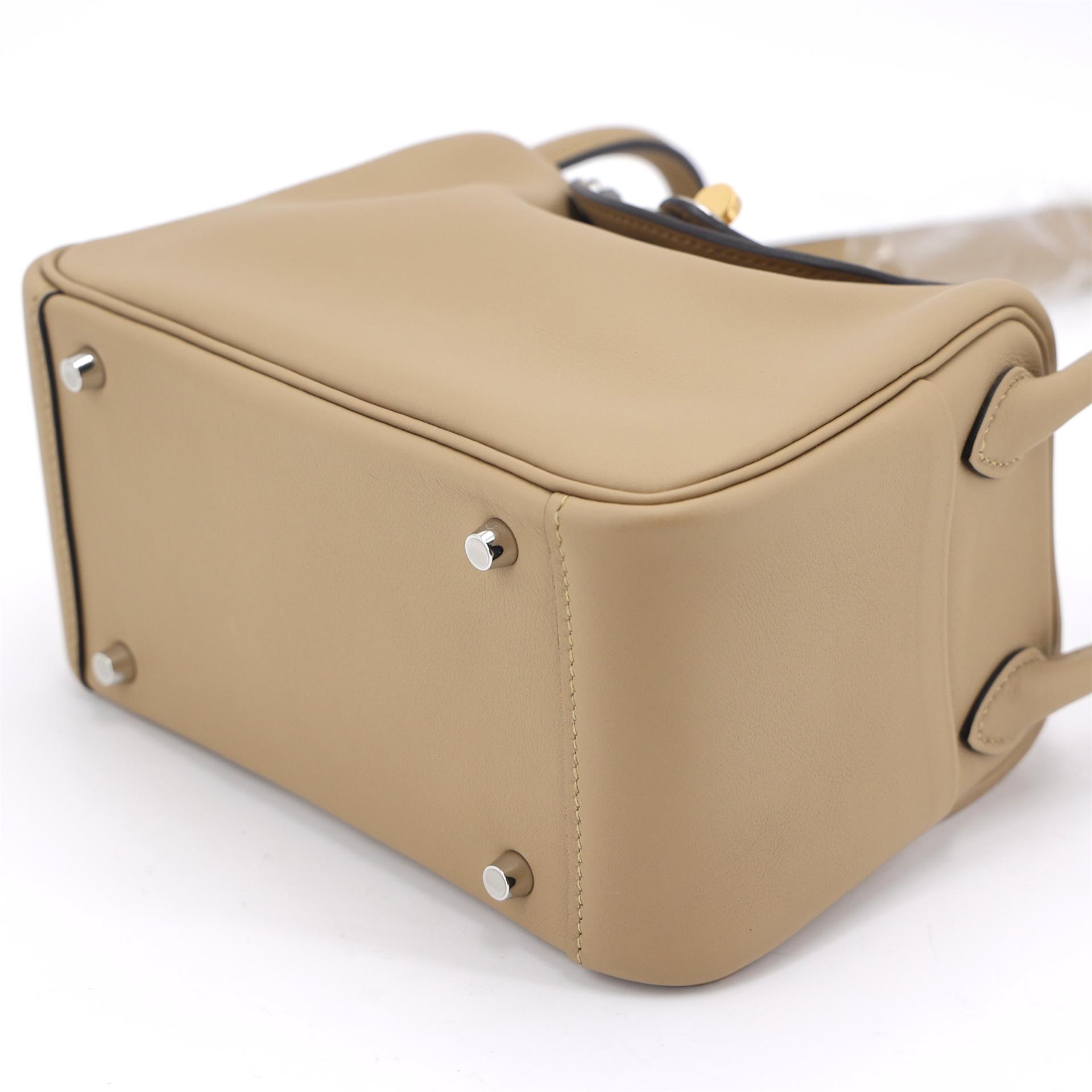 Brand New ( Rank N ) HERMÈS Mini Lindy II Poussiere (1C) Swift Electrum hardware K (2025) - 7
