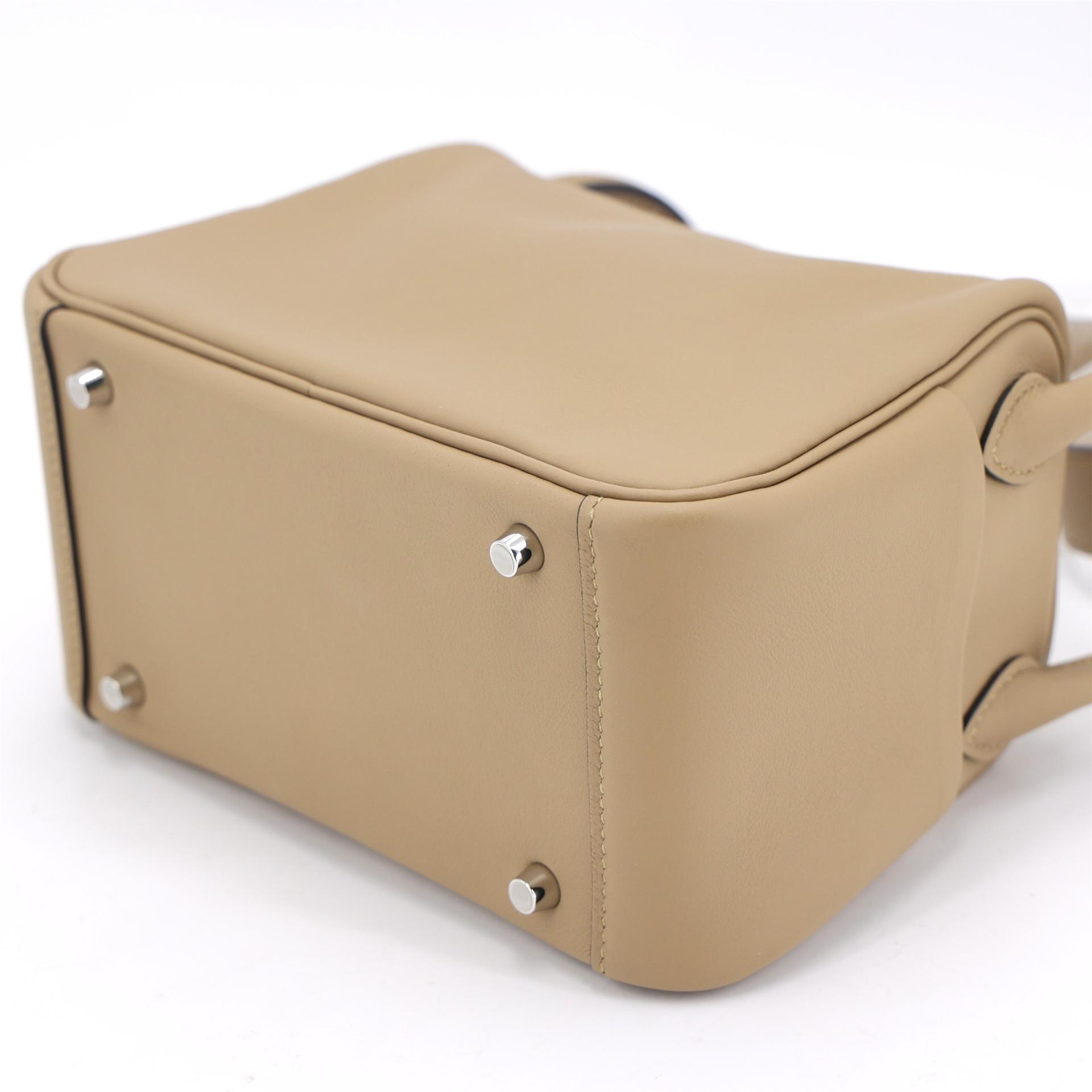 Brand New ( Rank N ) HERMÈS Mini Lindy II Poussiere (1C) Swift Electrum hardware K (2025) - 9