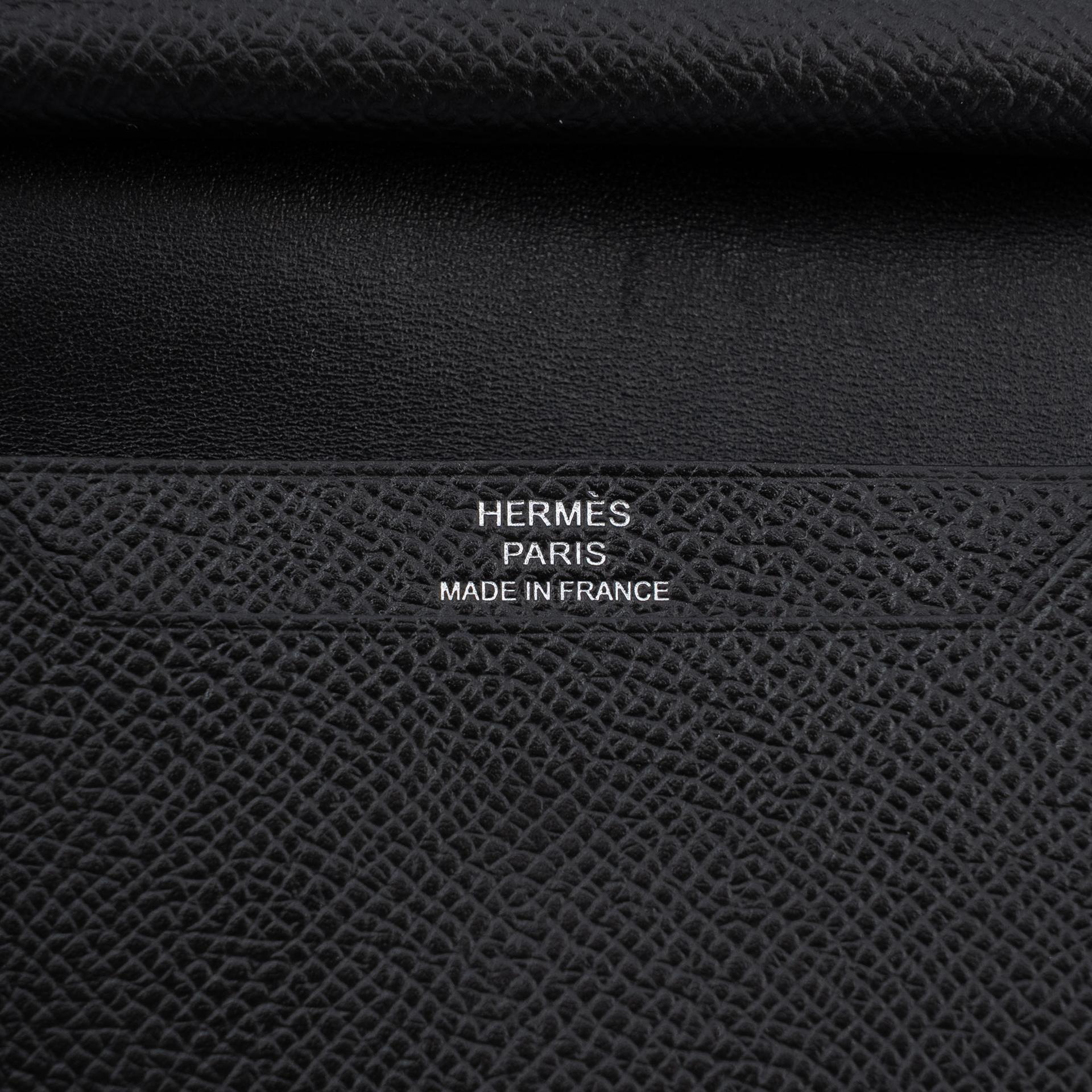 Excellent ( Rank SA ) HERMÈS Bearn Card Holder Noir (89) Epsom Palladium hardware Z (2021) - 11