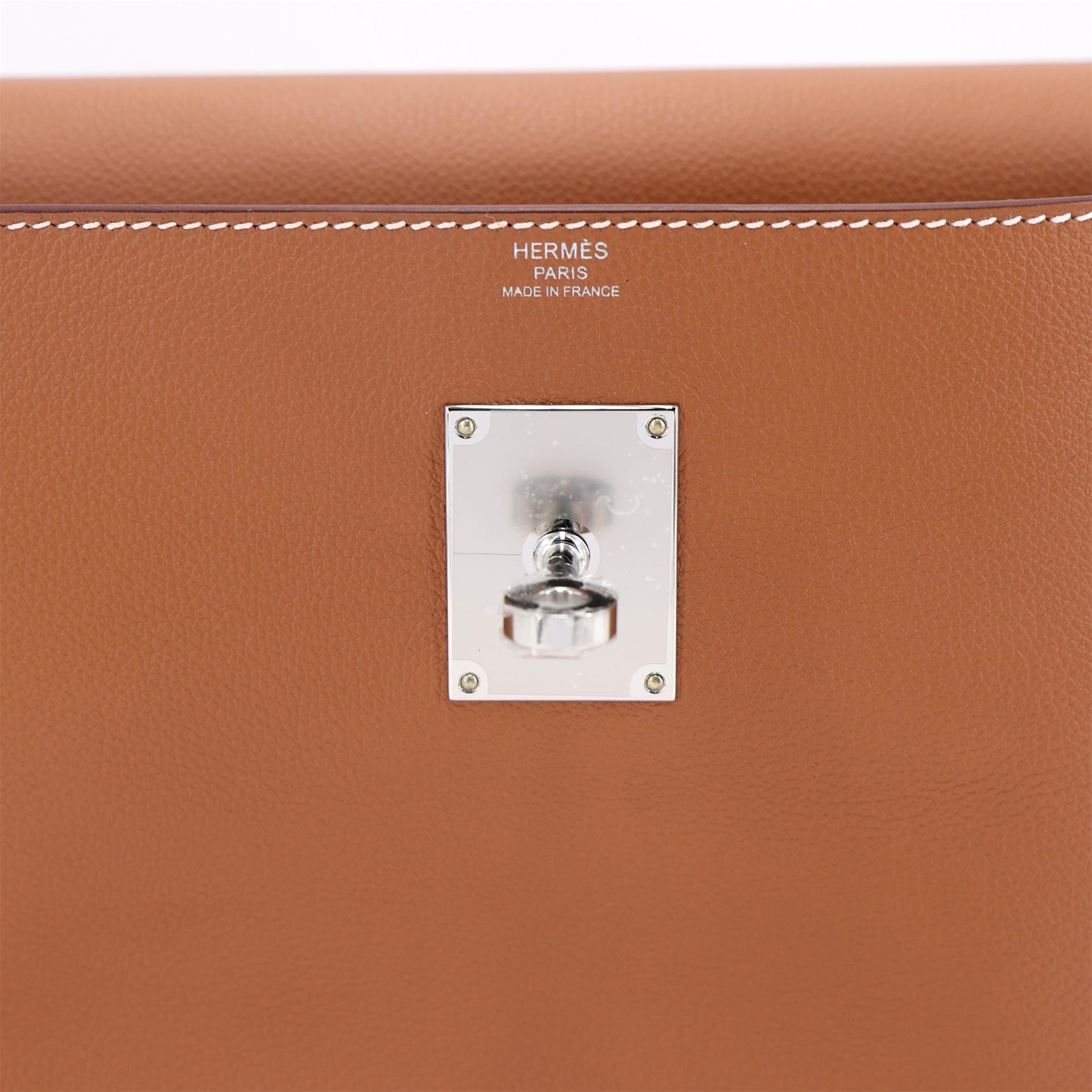 全新 HERMÈS 愛馬仕 Kelly Messenger PM 37 金棕色 Gold Evercolor皮 銀扣 K刻 2025年 - 12